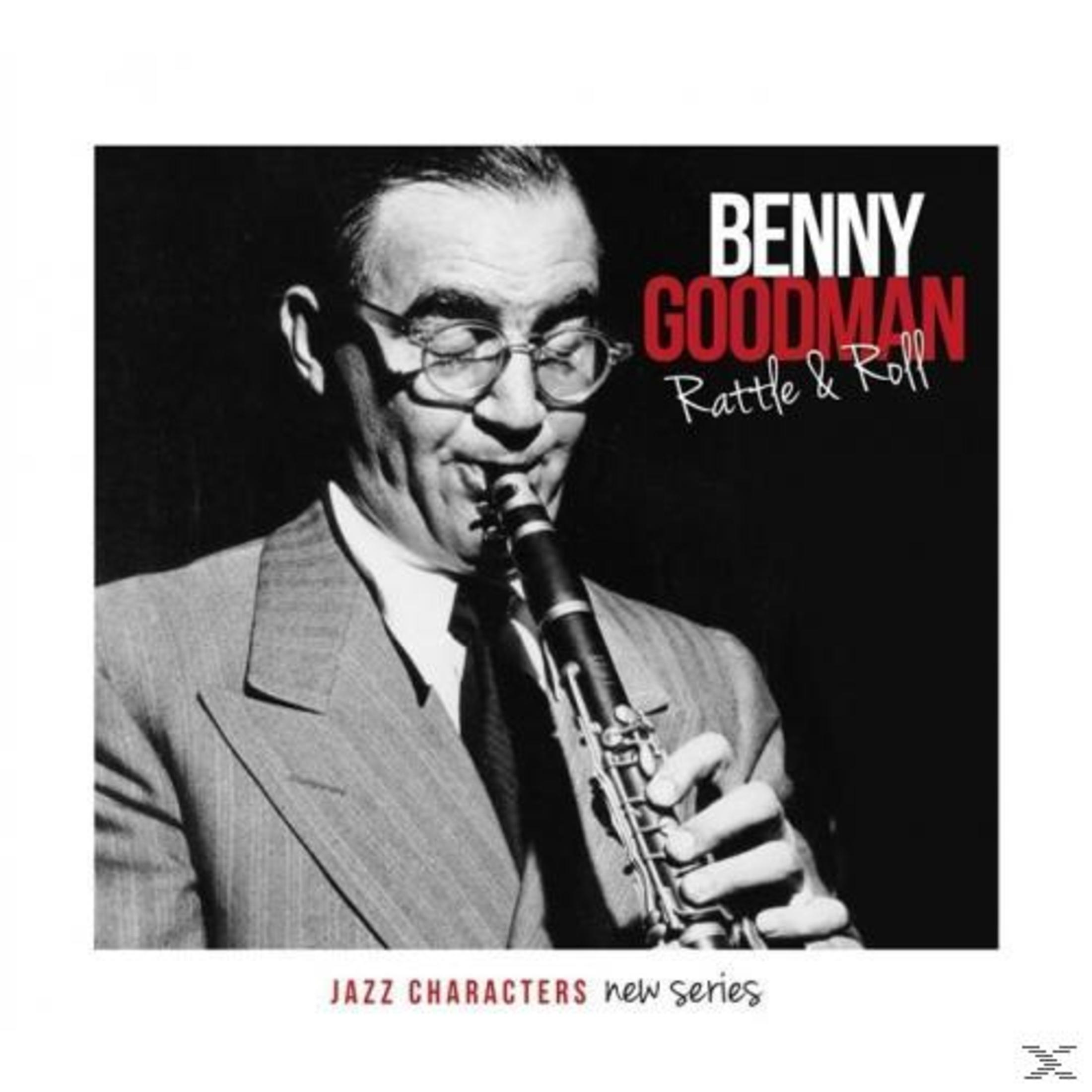 Benny Goodman speelt klarinet op albumhoes. Zwart-wit.