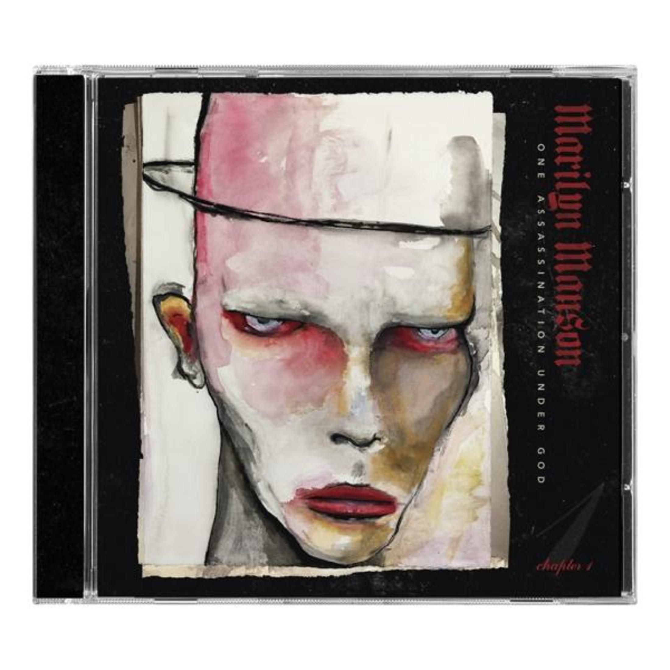 Copertina CD con volto surreale dipinto in rosa, bianco e grigio. Testo 'Marilyn Manson' verticale.