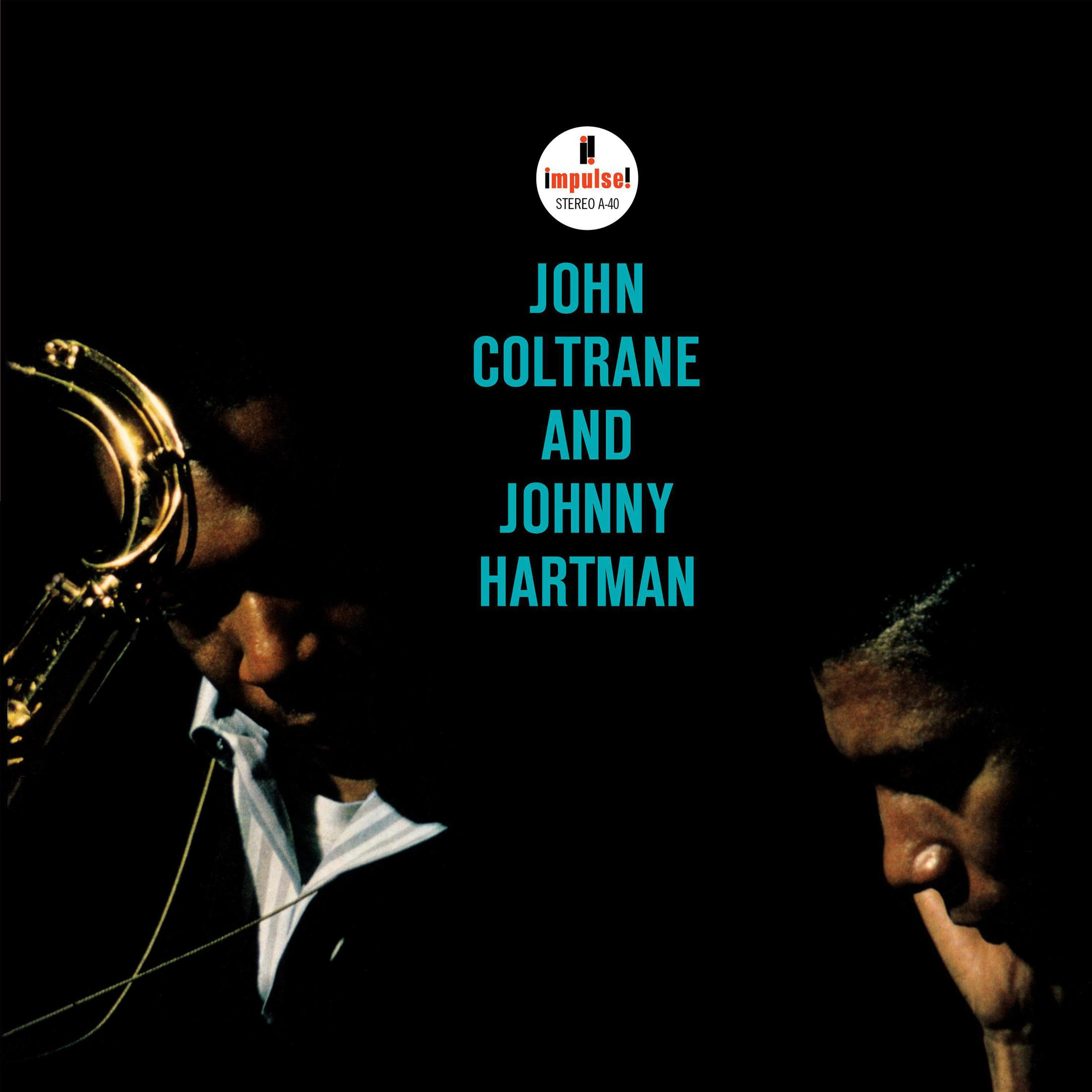 Copertina album John Coltrane e Johnny Hartman con sassofono e volti.
