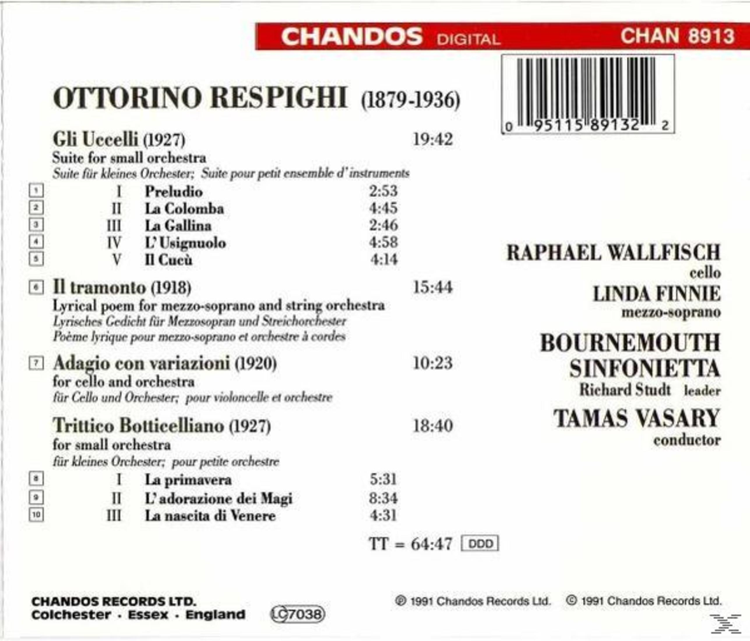 Linda Finnie, Raphael Wallfisch, Bournemouth Sinfonietta | Respighi: 3 ...