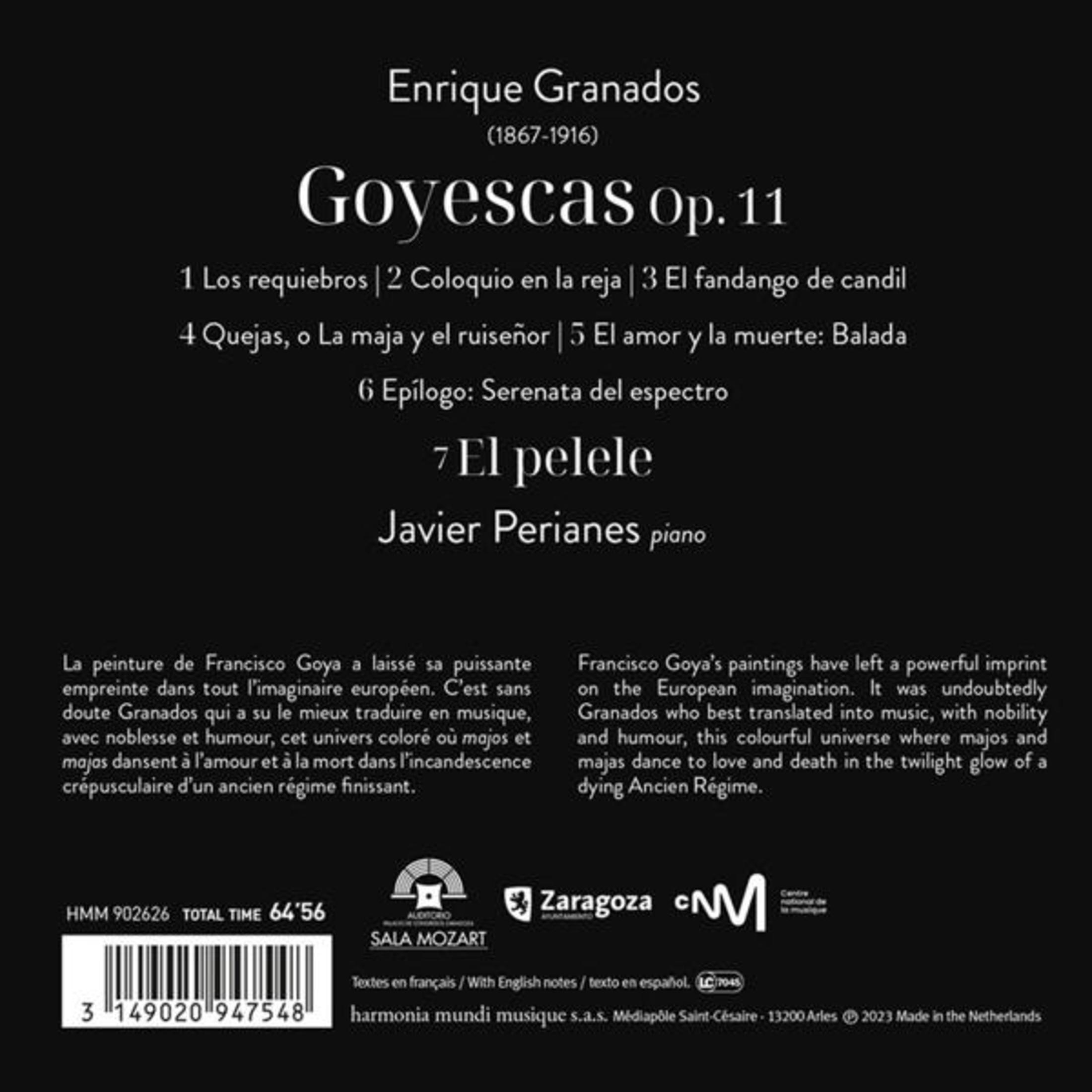 Copertina CD con Goyescas op. 11 di Enrique Granados, Javier Perianes (pianoforte).