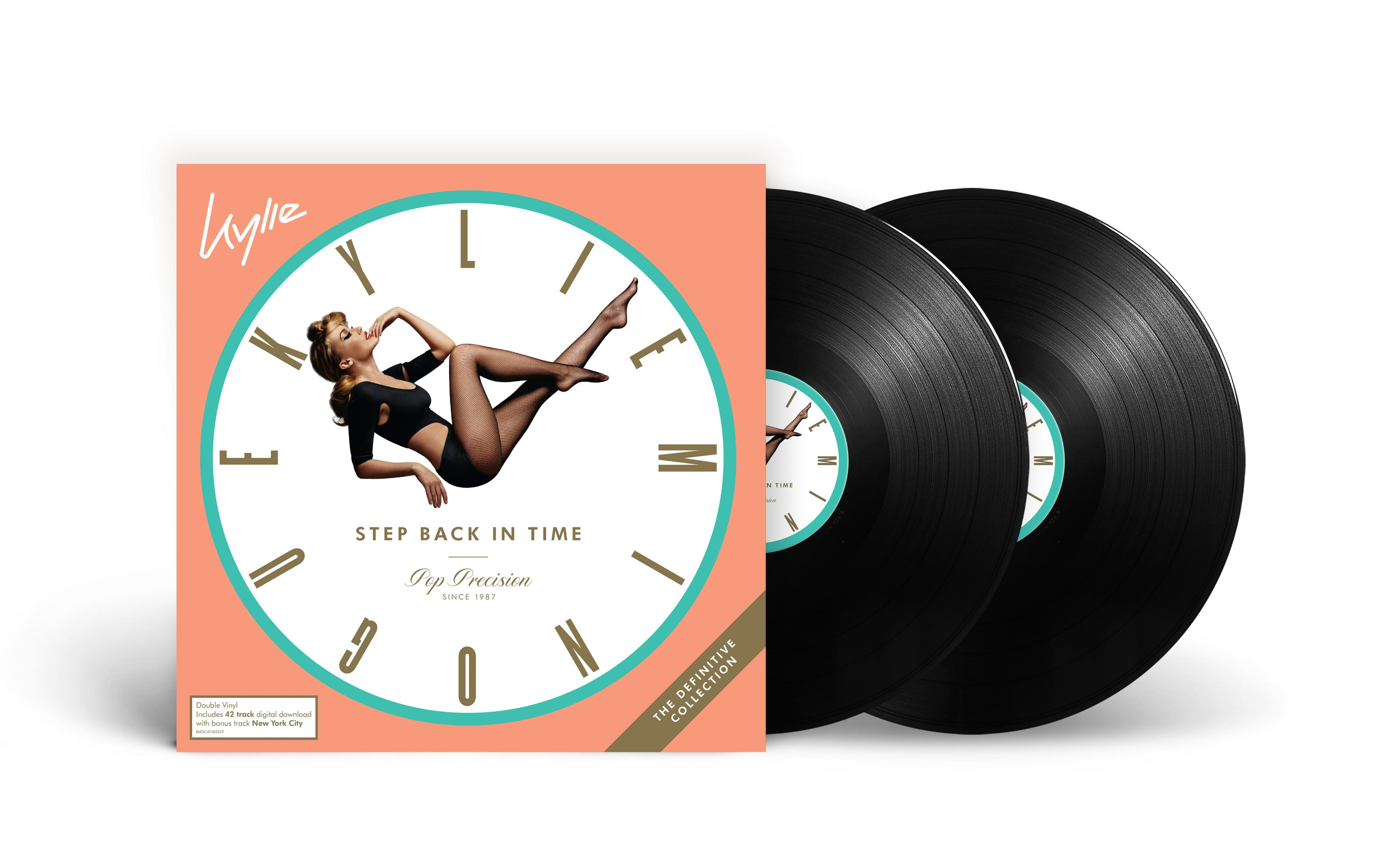 LP di Kylie Minogue con copertina "Step Back In Time" e due dischi.