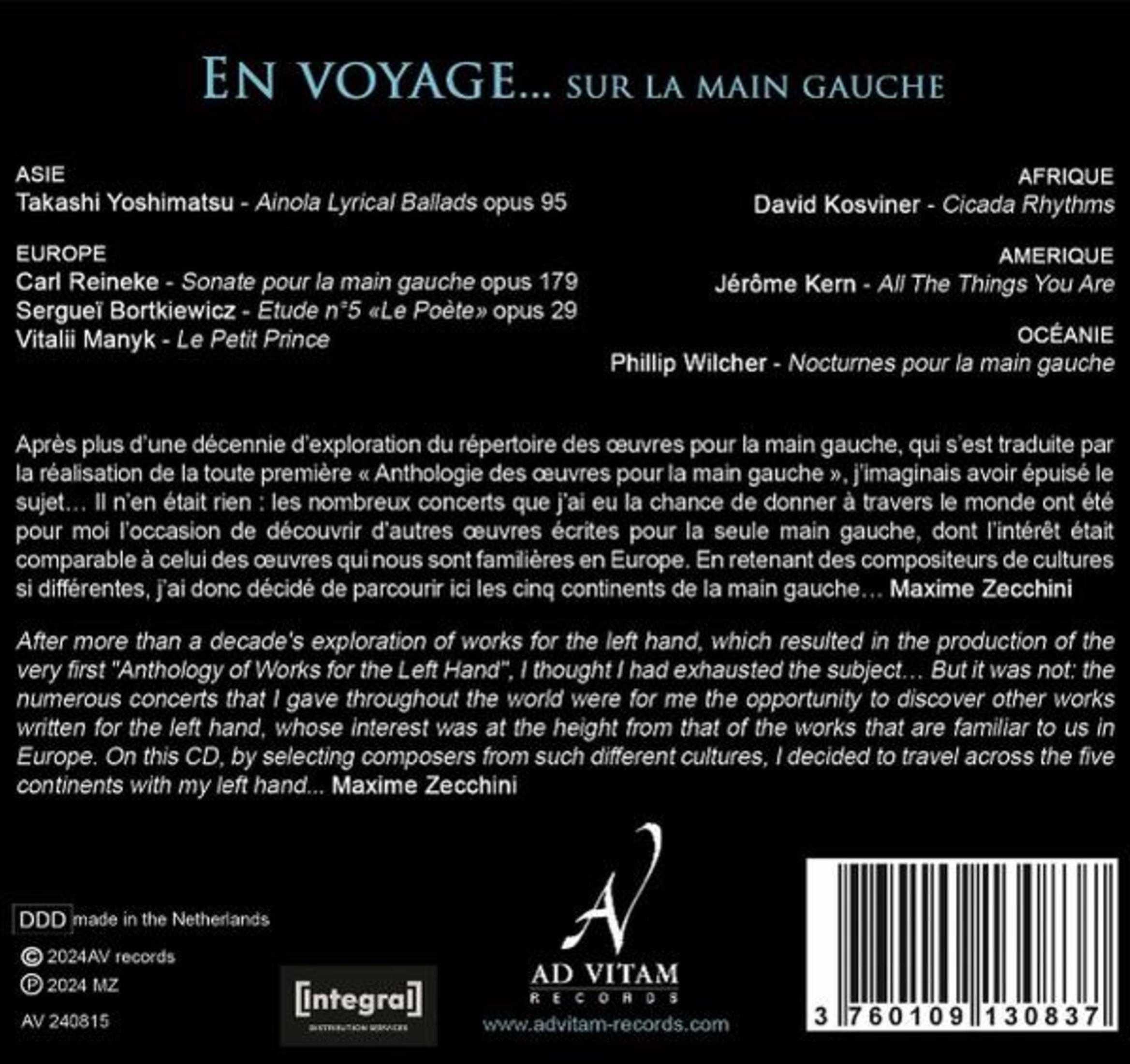 Retro CD con titolo "En Voyage... Sur La Main Gauche" e tracklist.