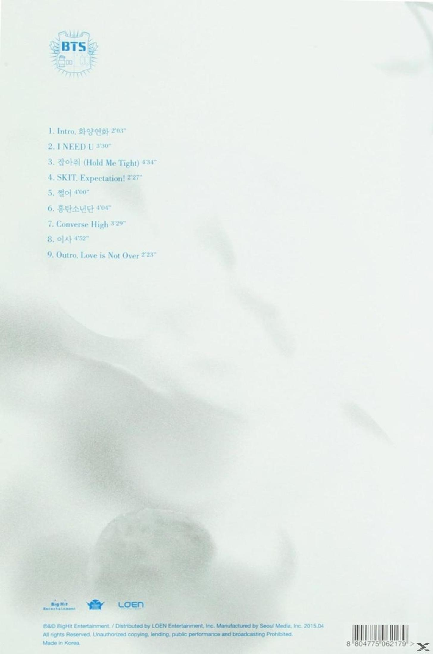 Logo BTS e tracklist su sfondo bianco. Include Big Hit e LOEN.