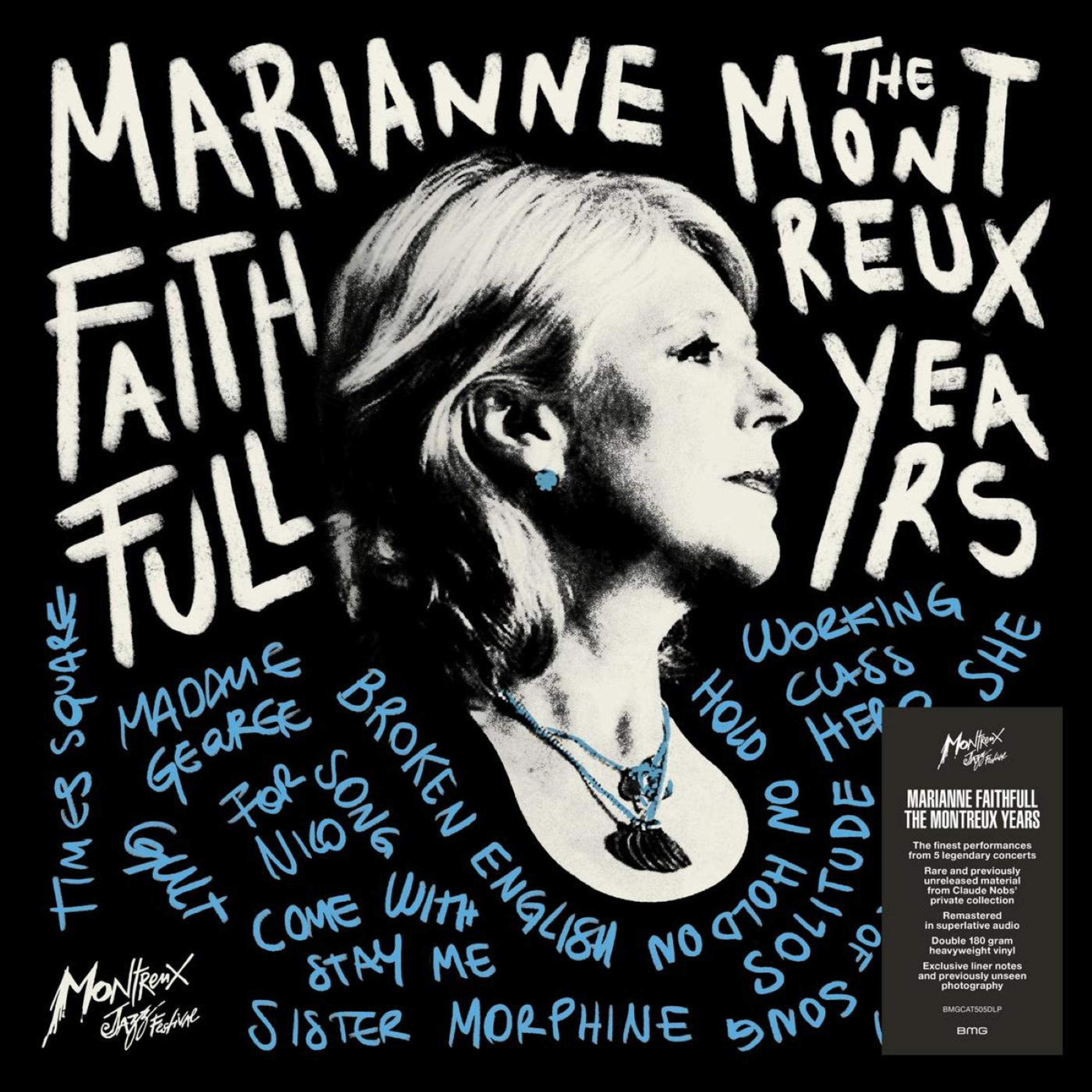 Copertina album: Marianne Faithfull, testo "The Montreux Years" in bianco.