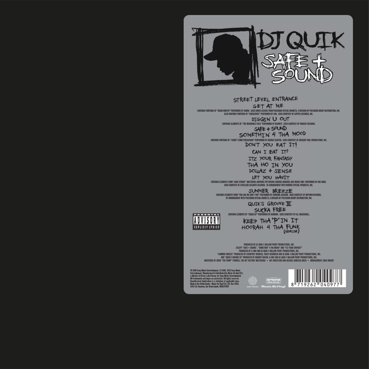 Copertina album DJ Quik con tracklist e adesivo Parental Advisory.