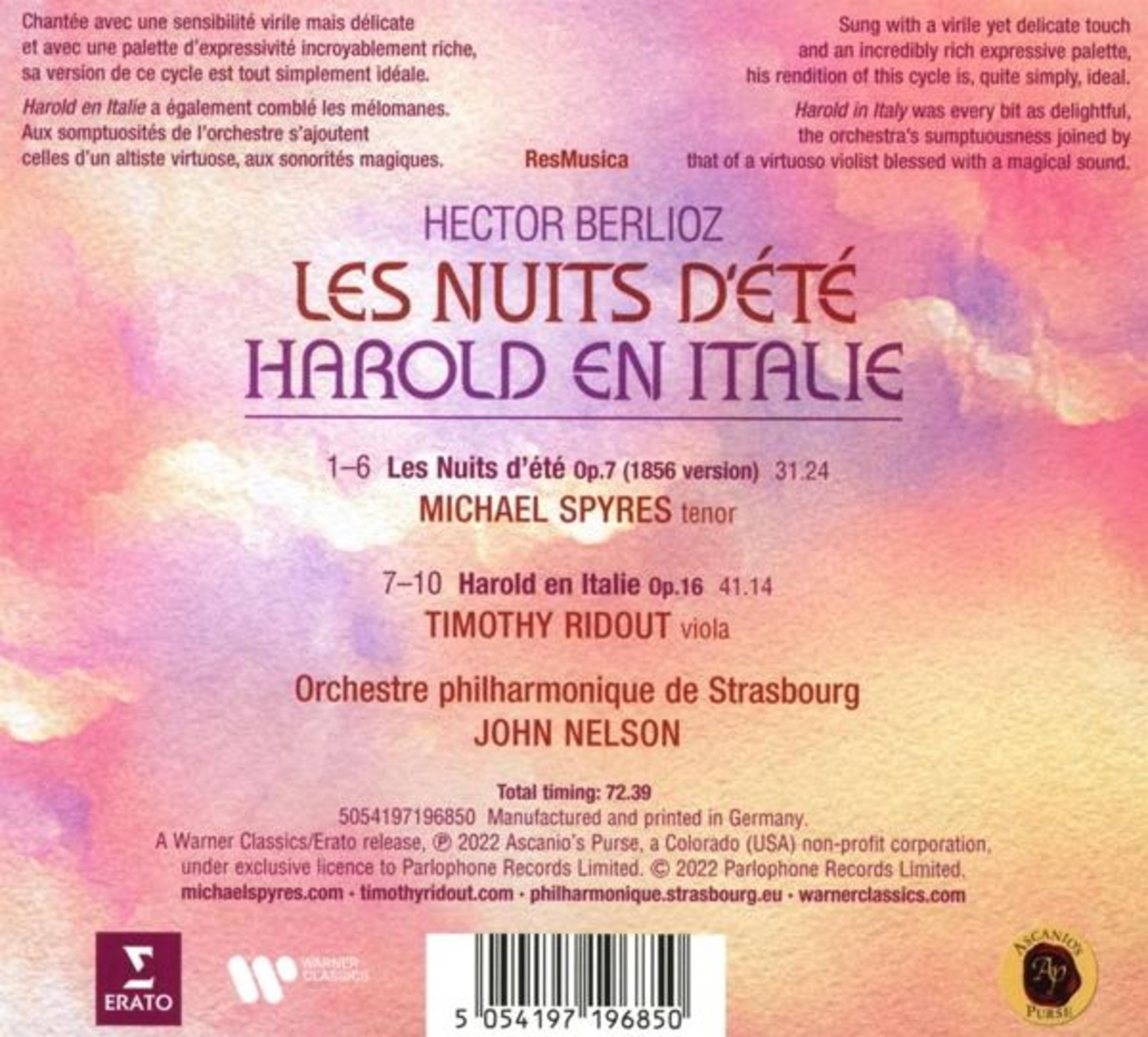 Copertina dell'album 'Les Nuits d'été' di Hector Berlioz.