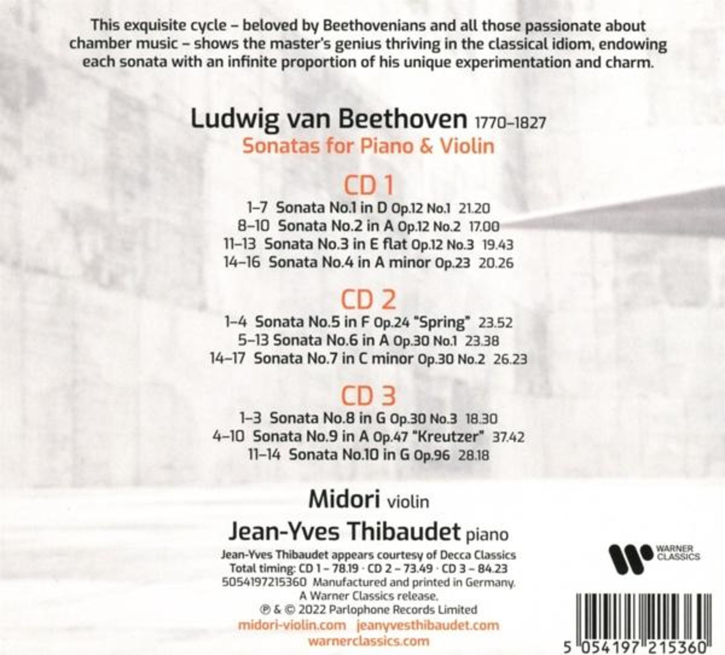 Copertina CD con Sonate di Beethoven per Piano & Violino, interpreti e tracklist.