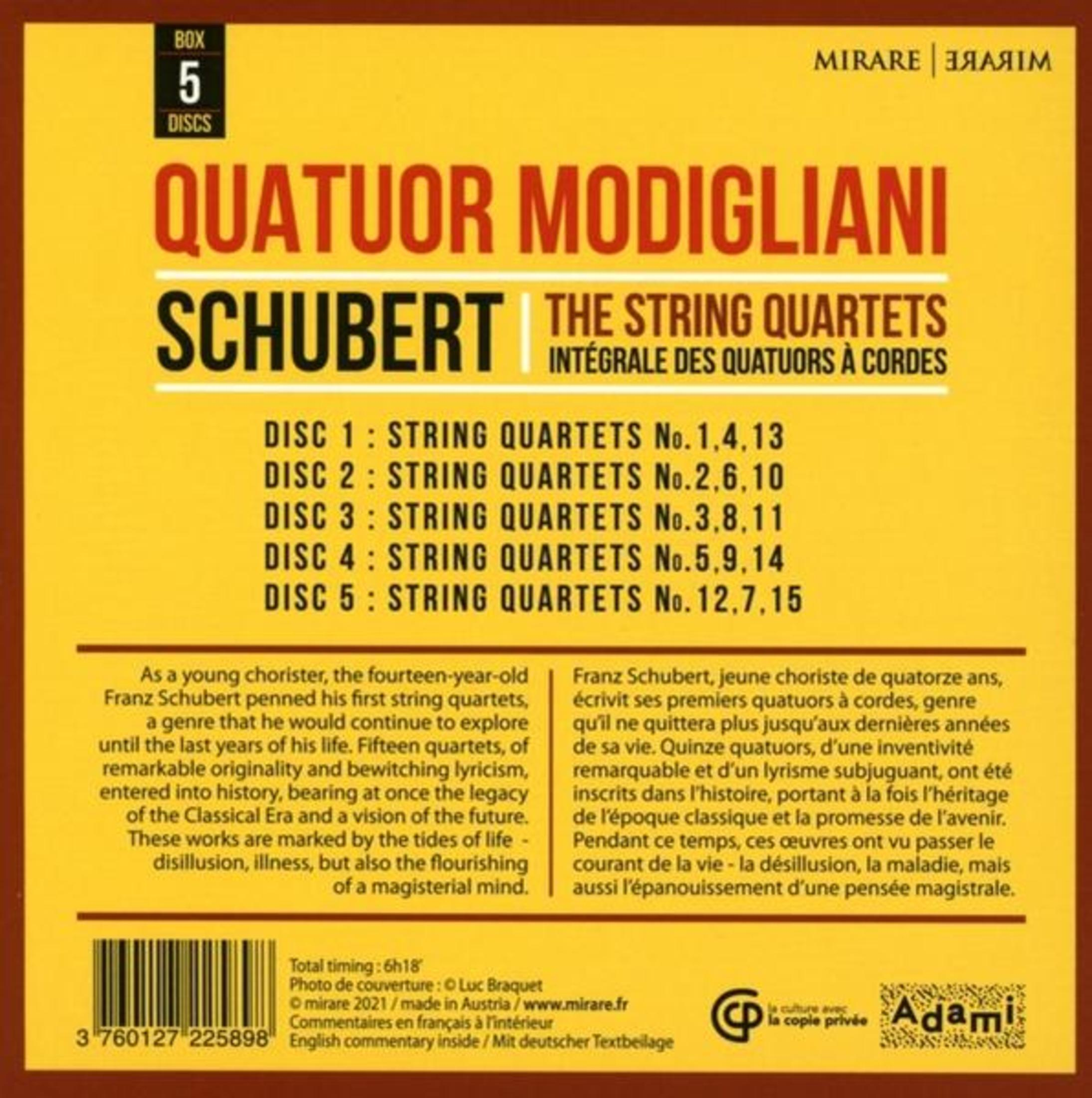 Box Schubert 5 CD: I Quartetti per Archi. Include le opere n. 1-15.
