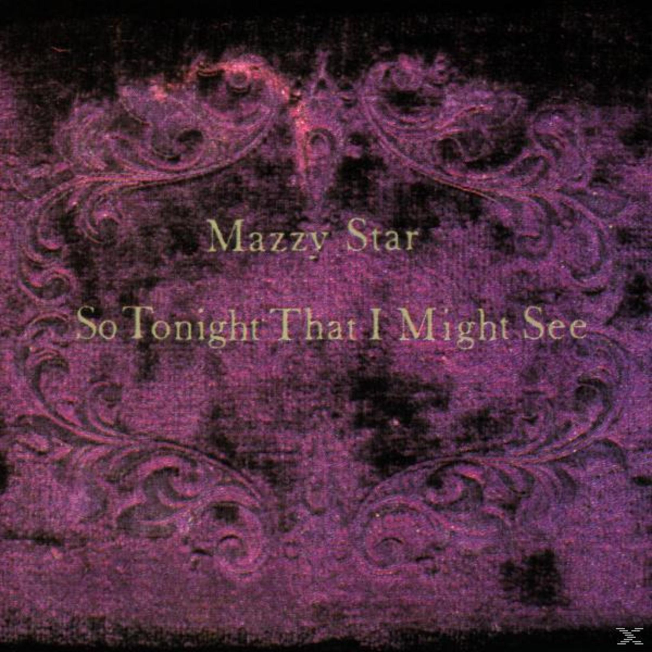 Mazzy Star "So Tonight That I Might See" copertina album con design ornato viola.
