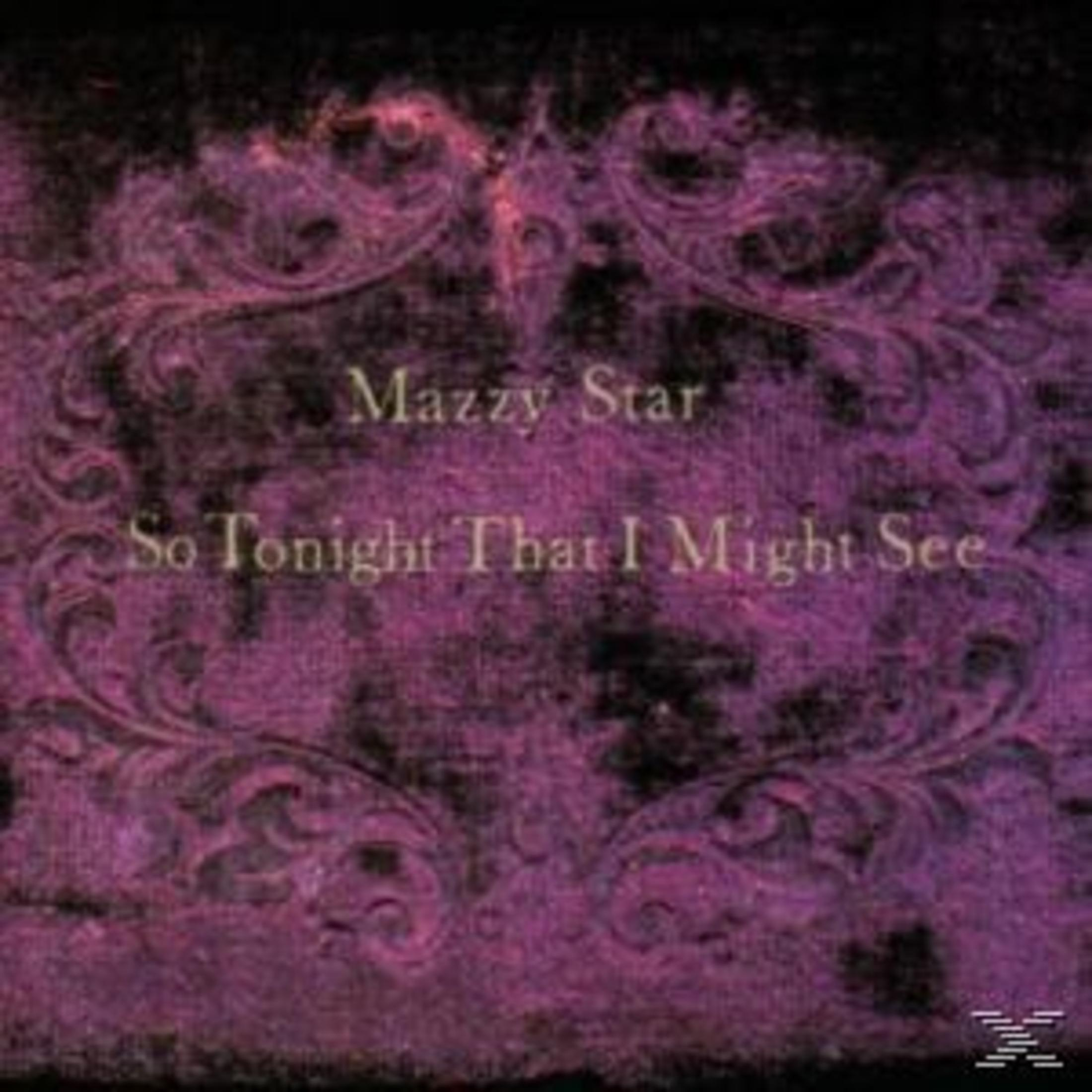 Copertina album con dettagli ornati viola e testo. Mazzy Star So Tonight That I Might See.