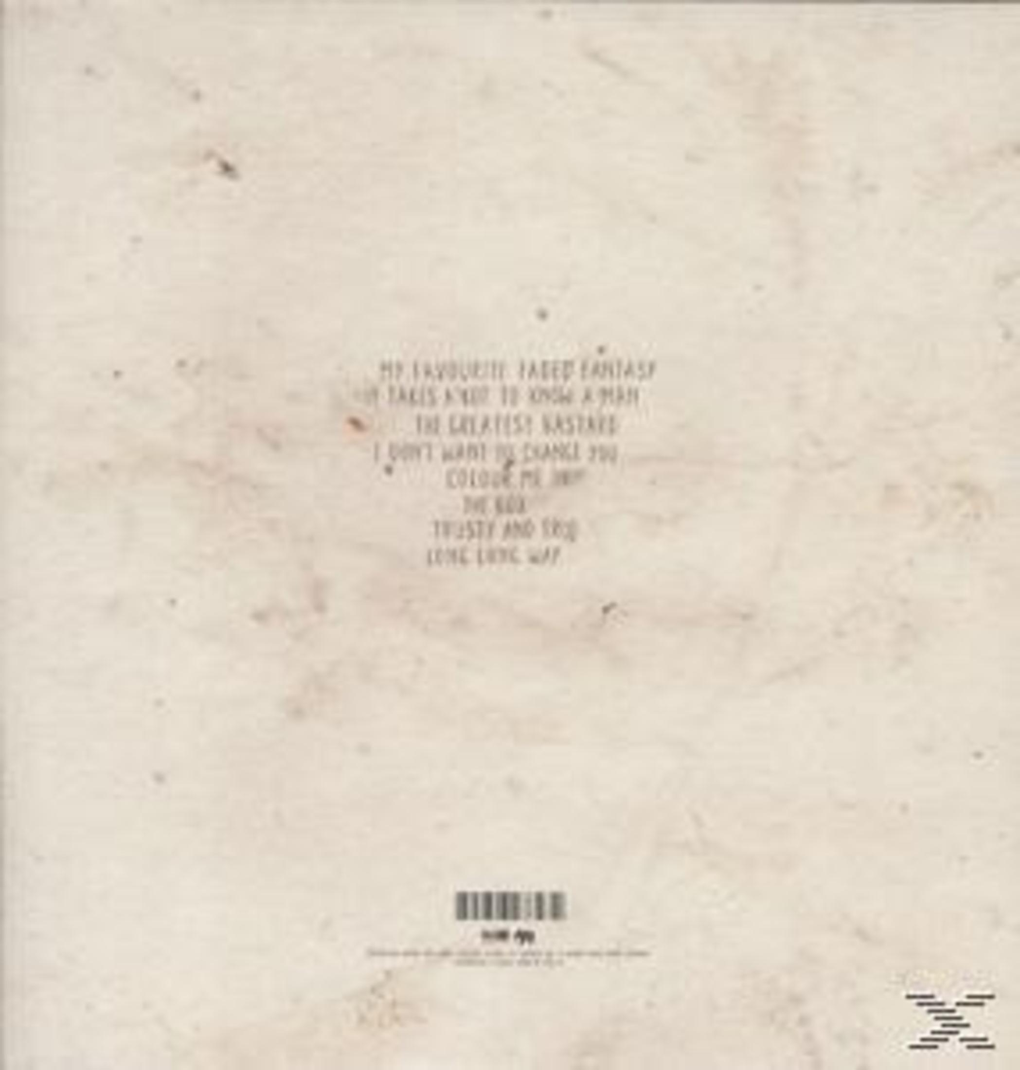Il retro di una copertina di vinile con titoli di canzoni e codice a barre.