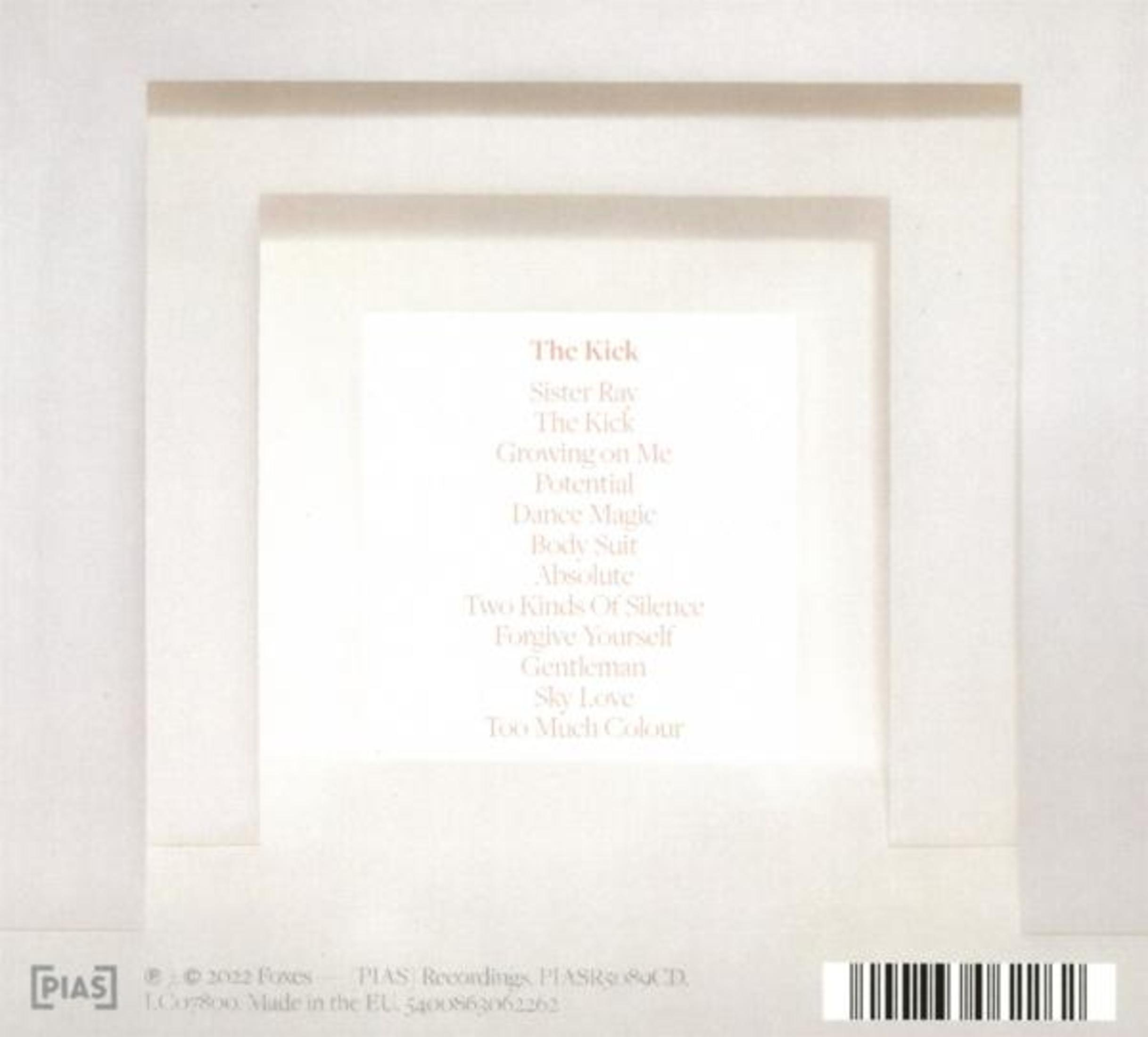 Retro copertina CD con tracklist, nome artista e codice a barre.