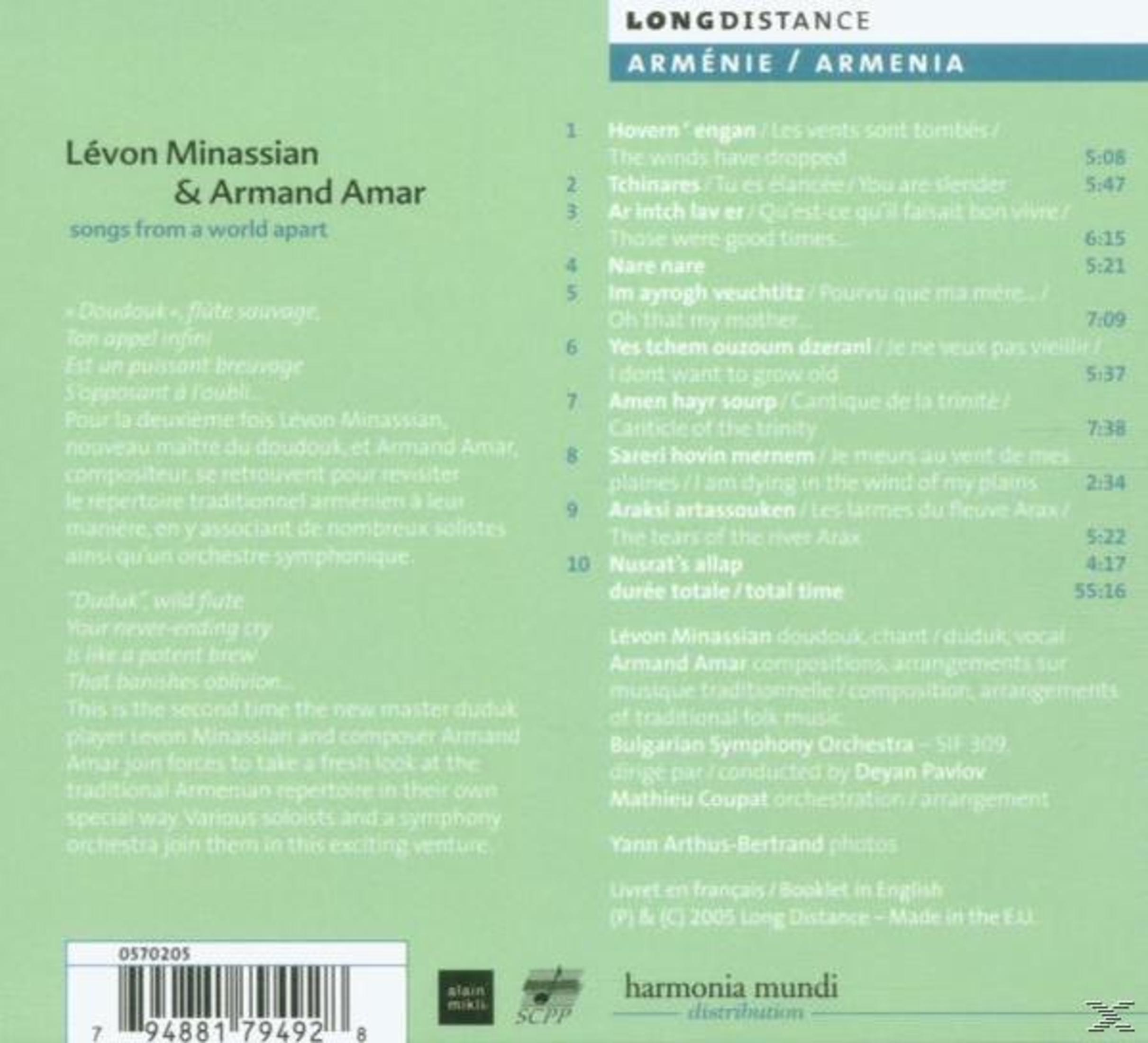 Copertina album con elenco brani di Lévon Minassian & Armand Amar, musica armena.