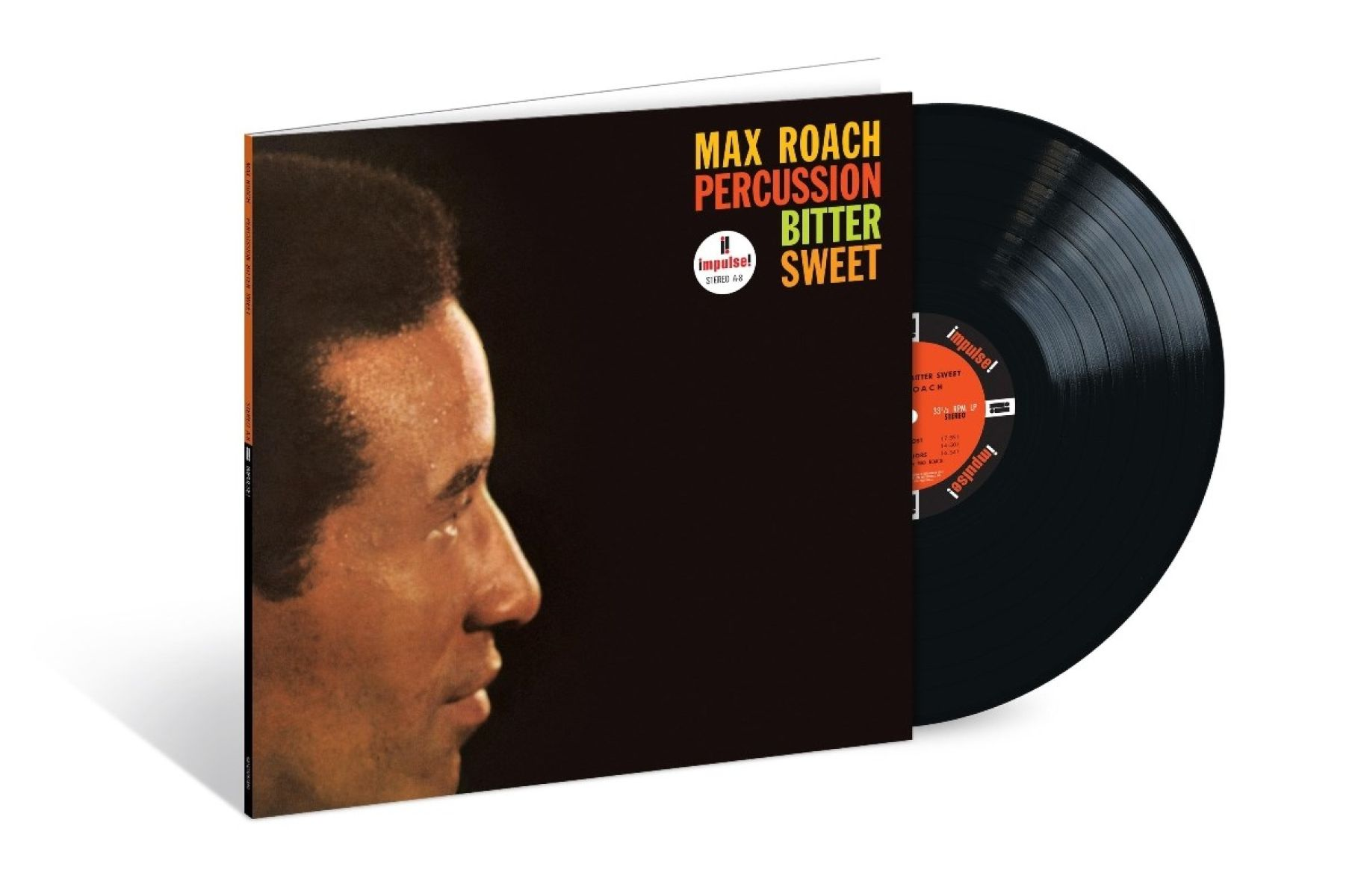Copertina album Max Roach Percussion Bitter Sweet con disco in vinile.