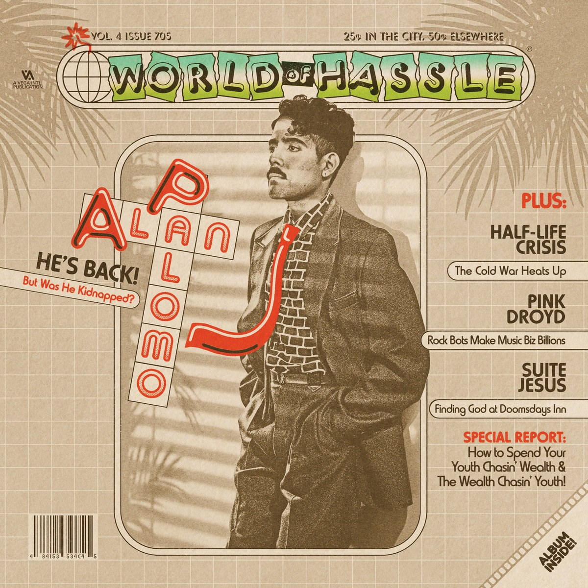 Copertina di rivista con uomo in giacca e cravatta, titolo "World of Hassle".