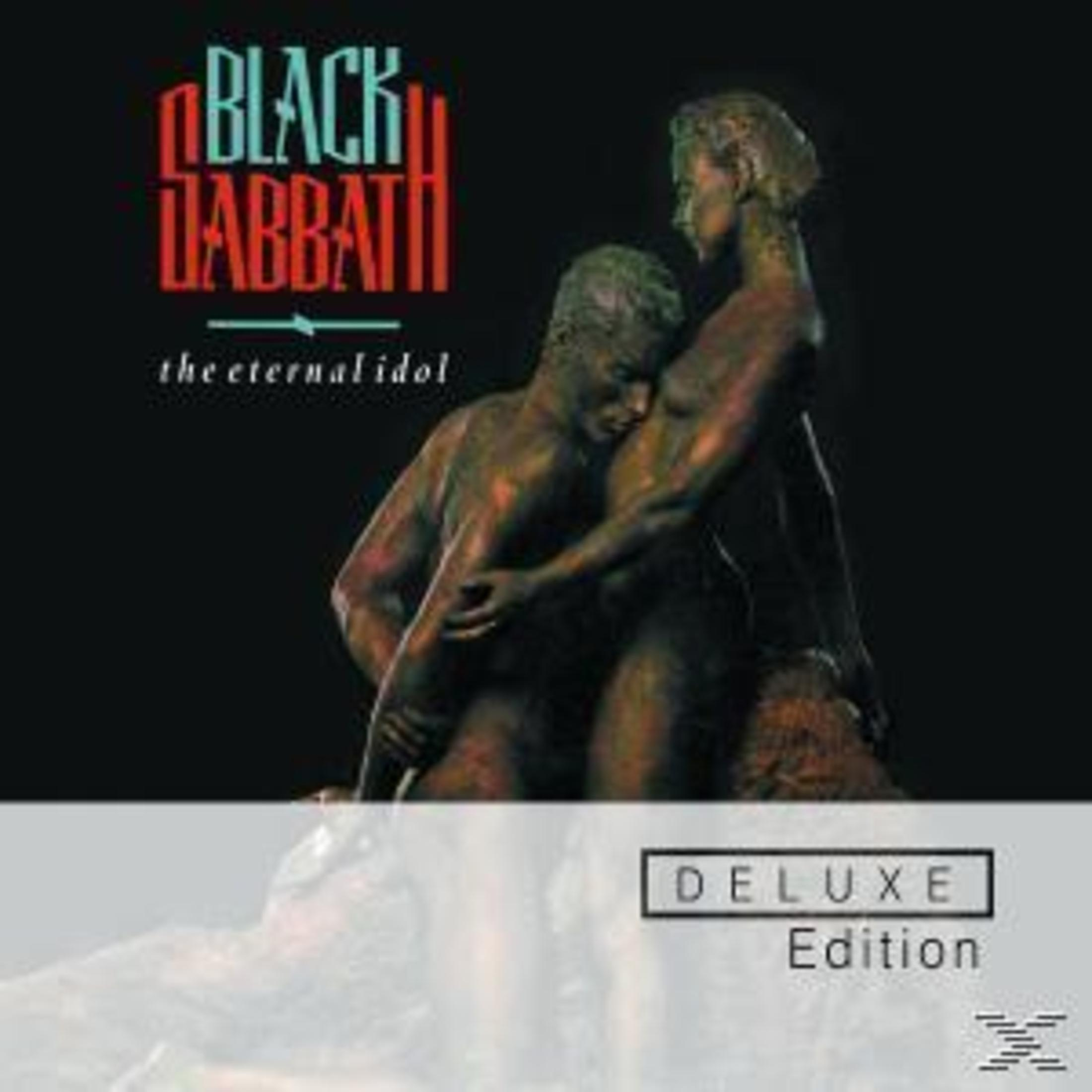 Copertina dell'album con due sculture e il titolo "Black Sabbath The Eternal Idol".