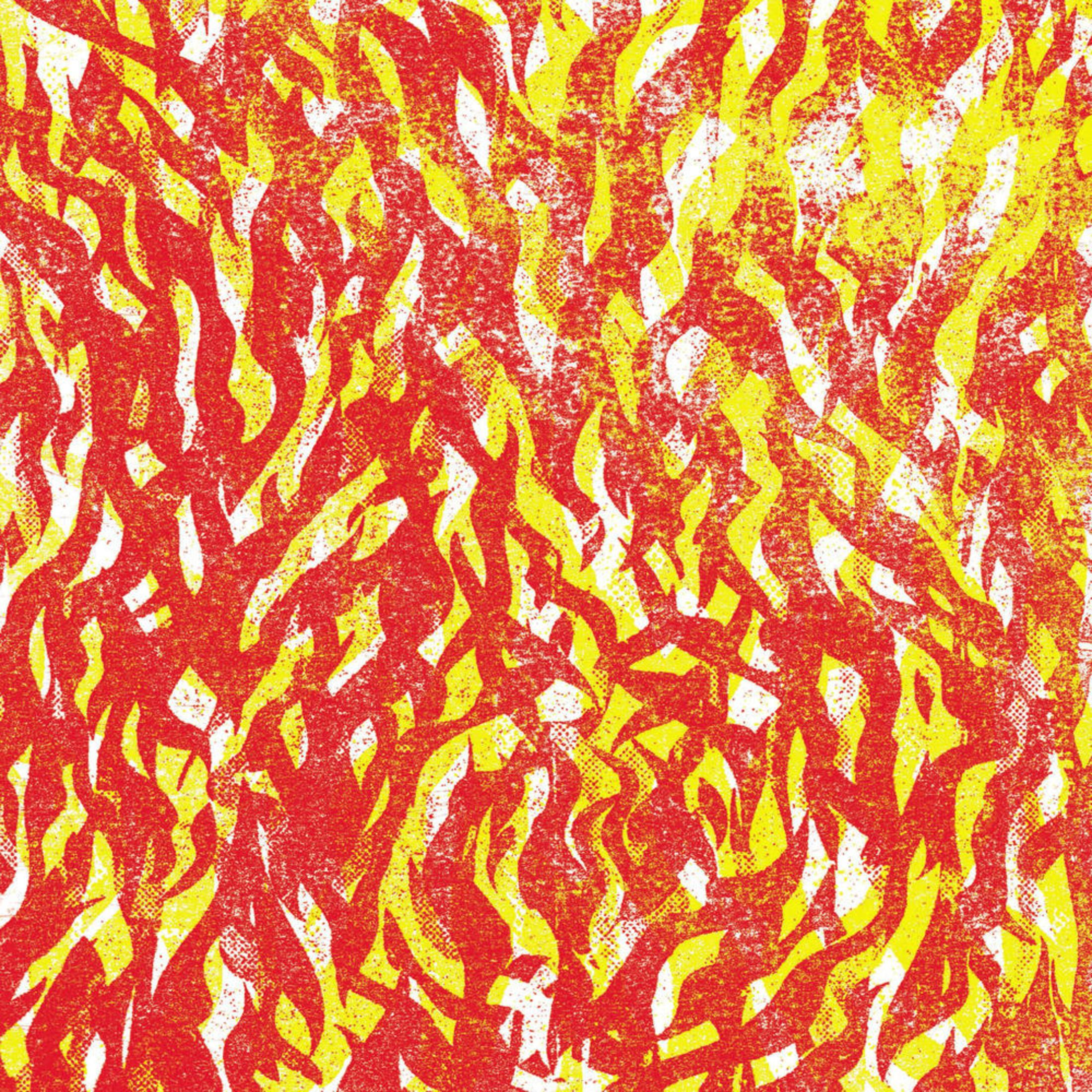 Fiamme astratte rosse e gialle con texture granulosa.