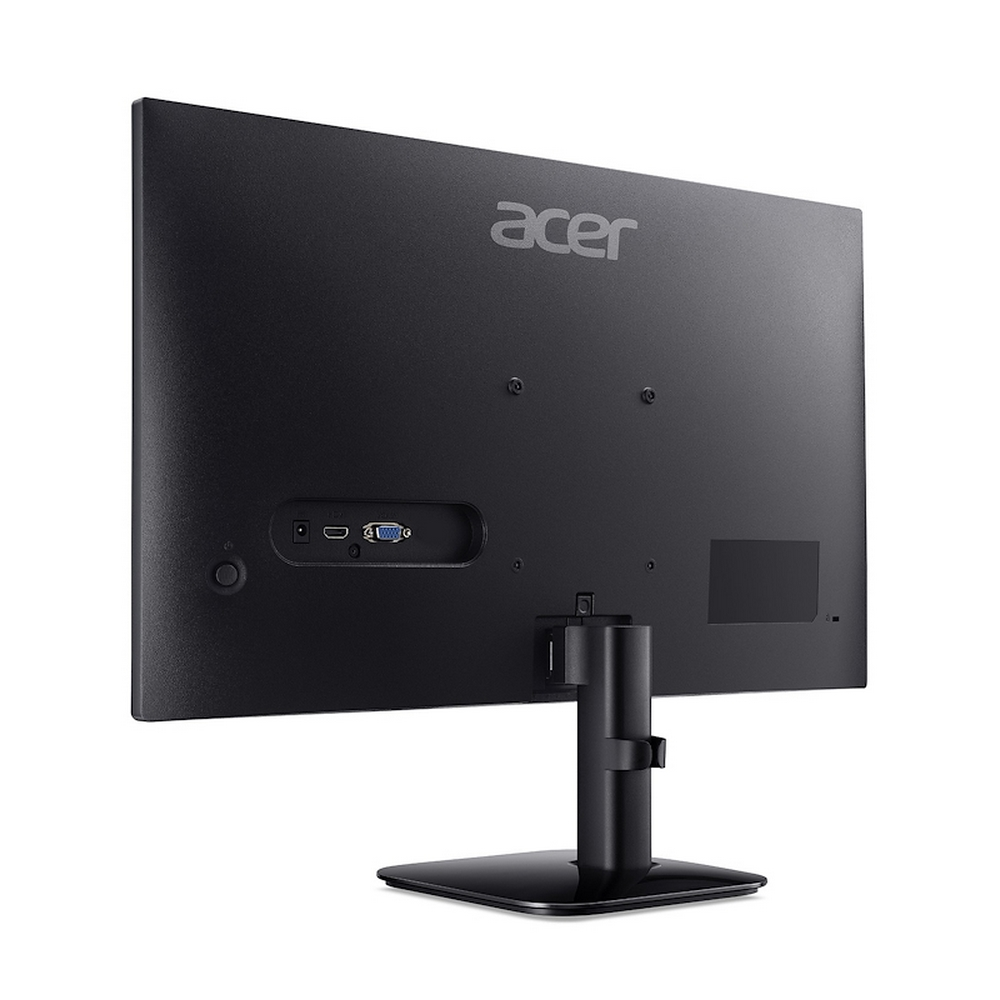 Tył czarnego monitora Acer z portami i podstawą.