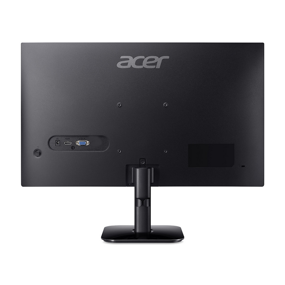 Tył czarnego monitora Acer z portami i podstawką.