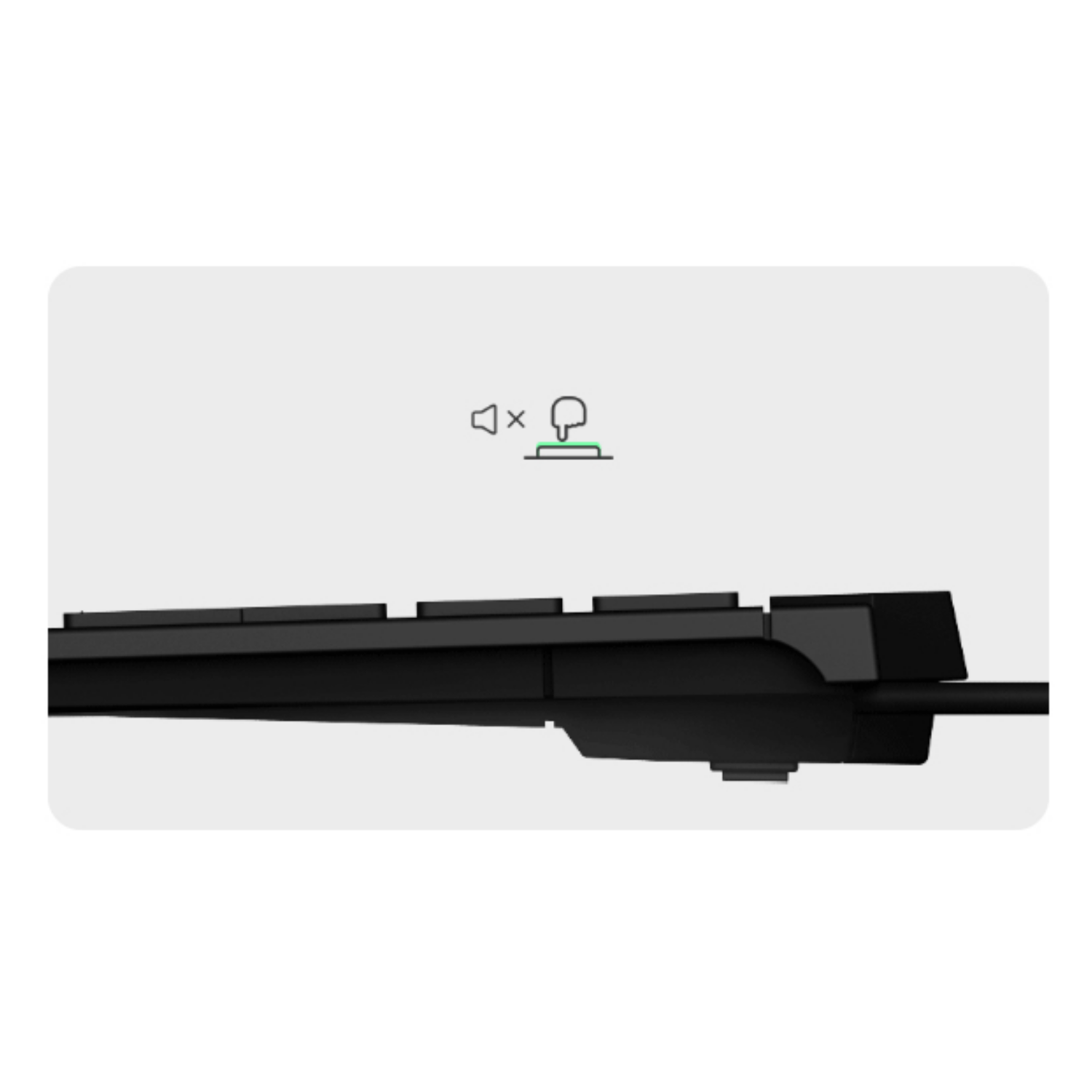 Schwarze Tastatur mit Symbolen für Lautsprecher und Mikrofon.