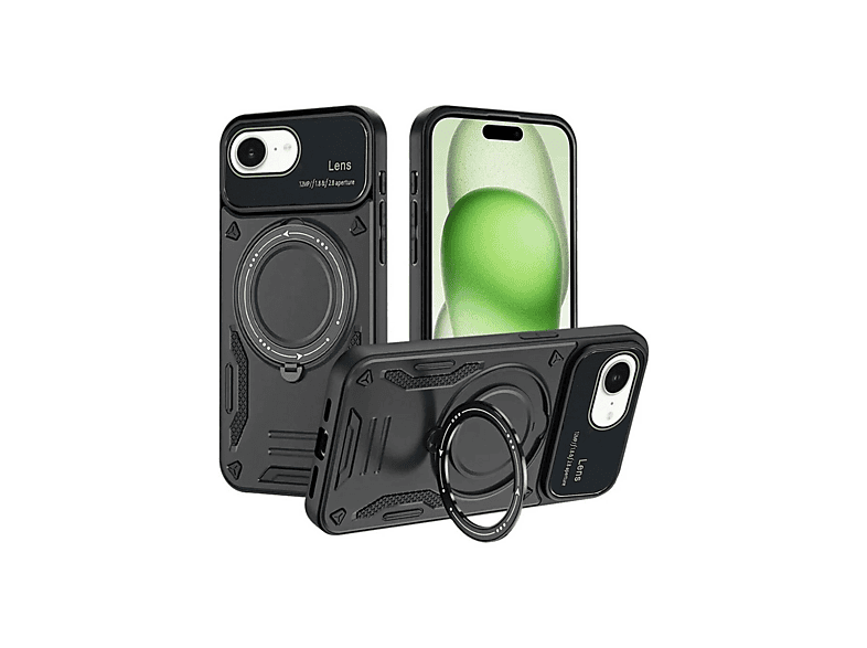 NEWFACE iPhone 16e Uyumlu Joy Lens Standlı Telefon Kılıfı Siyah