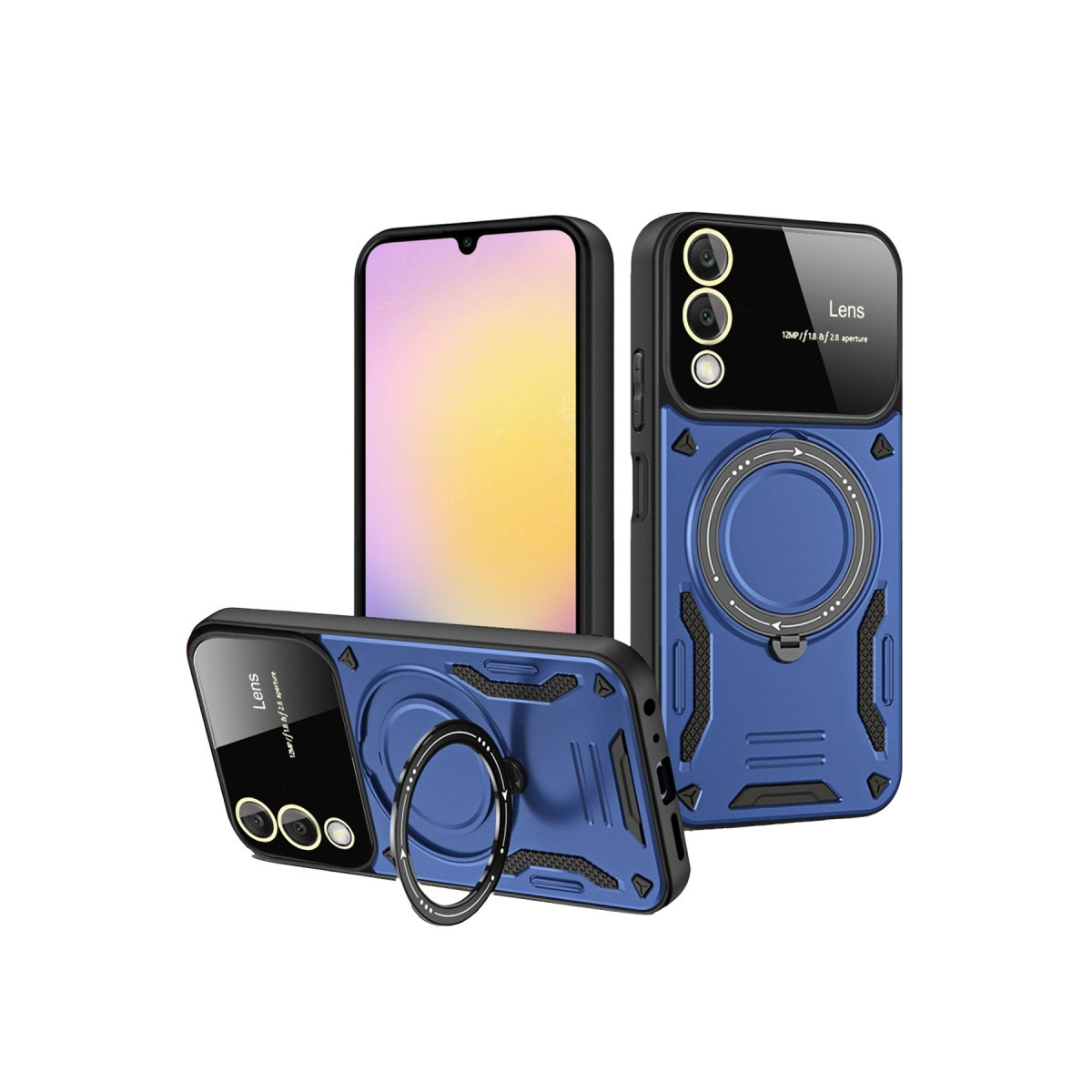 NEWFACE Samsung Galaxy S25 Edge Uyumlu Joy Lens Standlı Telefon Kılıfı Lacivert