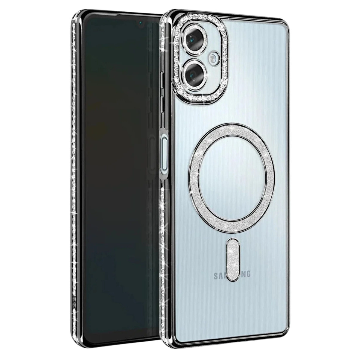 NEWFACE Samsung Galaxy A07 4G Uyumlu Joke Simli Magneticsafe Telefon Kılıfı Siyah