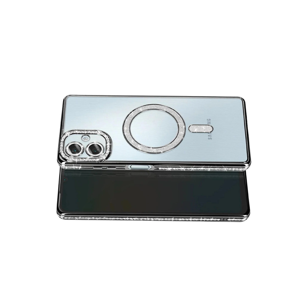 NEWFACE Samsung Galaxy A07 4G Uyumlu Joke Simli Magneticsafe Telefon Kılıfı Siyah