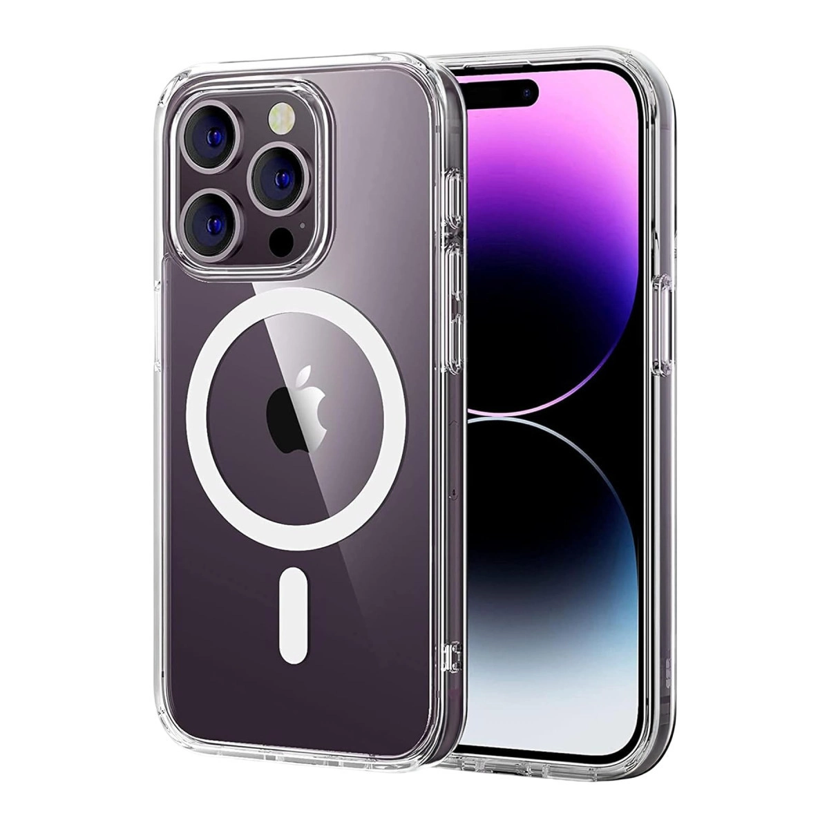 NEWFACE iPhone 15 Pro Max Uyumlu Combo Sert Magsafe Telefon Kılıfı Şeffaf