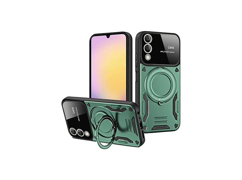 NEWFACE Samsung Galaxy S25 Edge Uyumlu Joy Lens Standlı Telefon Kılıfı Yeşil