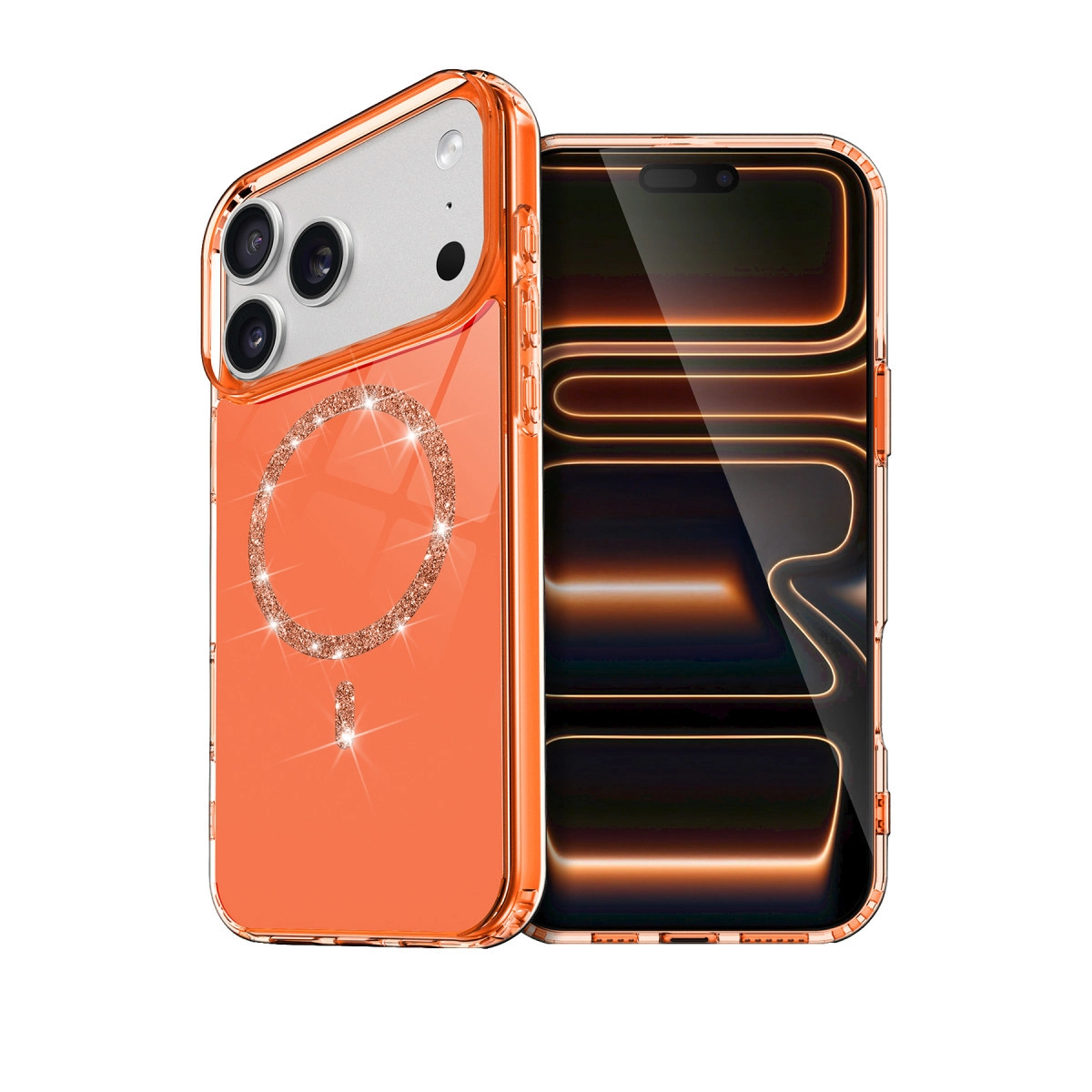 NEWFACE iPhone 17 Pro Max Uyumlu Live Diamond Magsafe Telefon Kılıfı Turuncu