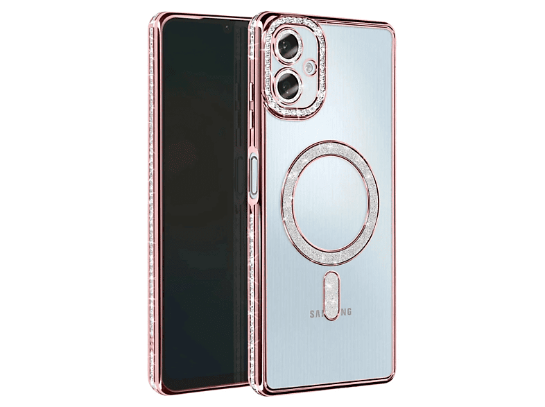 NEWFACE Samsung Galaxy A07 4G Uyumlu Joke Simli Magneticsafe Telefon Kılıfı Pembe