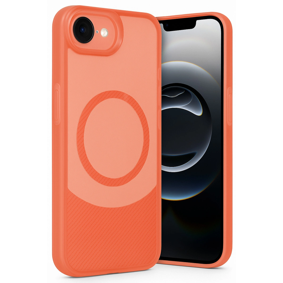 NEWFACE iPhone 16e Uyumlu Maya Karbon Kapak Telefon Kılıfı Kırmızı