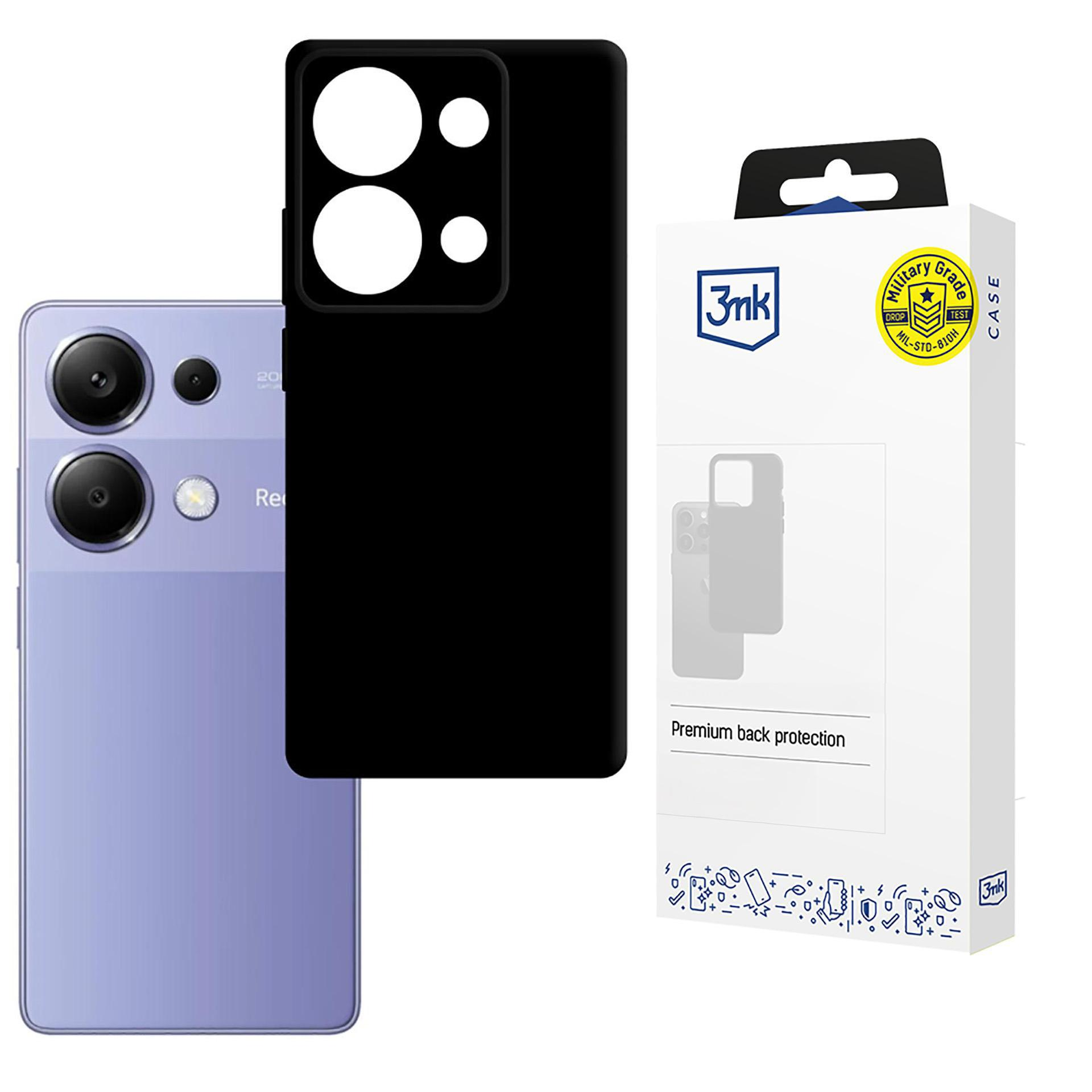 Fioletowy smartfon obok czarnego etui na telefon i jego opakowania.