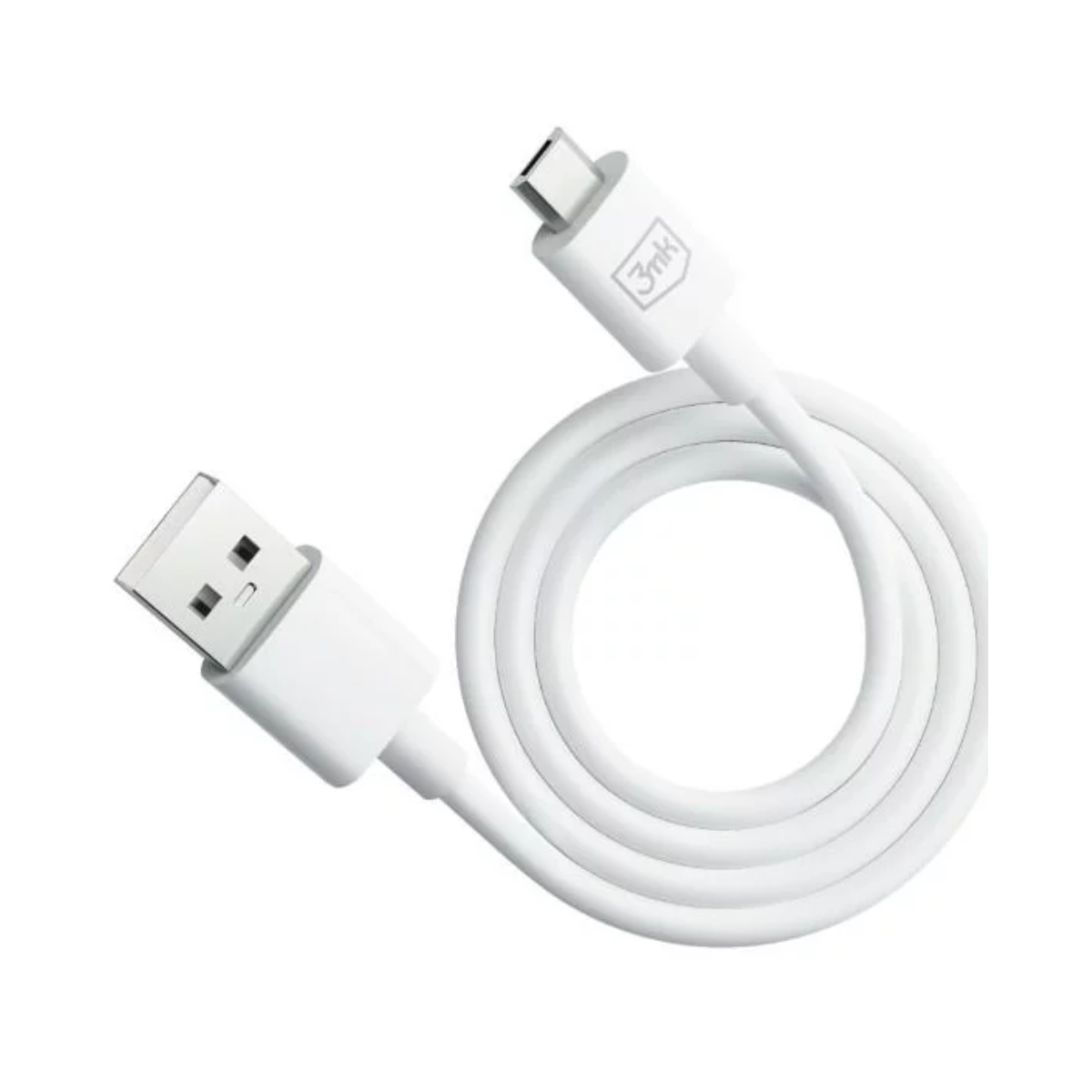 Un cavo USB-C bianco con un connettore USB-A e un connettore USB-C.