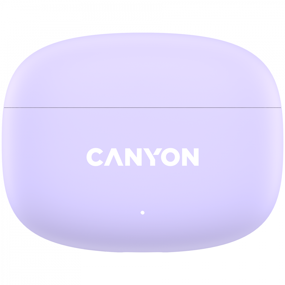 Jasnofioletowe etui ładujące Canyon do słuchawek.