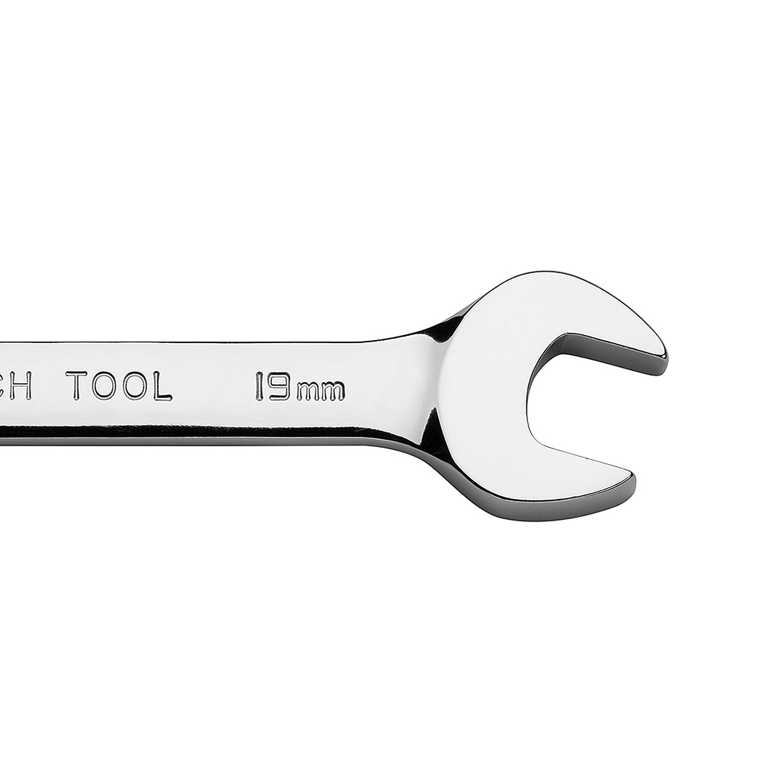 Una chiave inglese argentata con "CH TOOL 19mm" inciso su sfondo bianco.