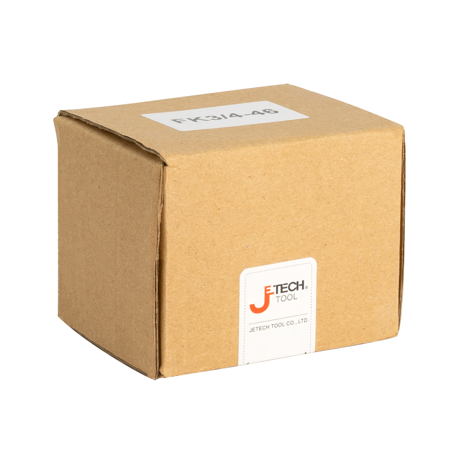 Scatola in cartone marrone con etichetta 'FK314-46' e logo.