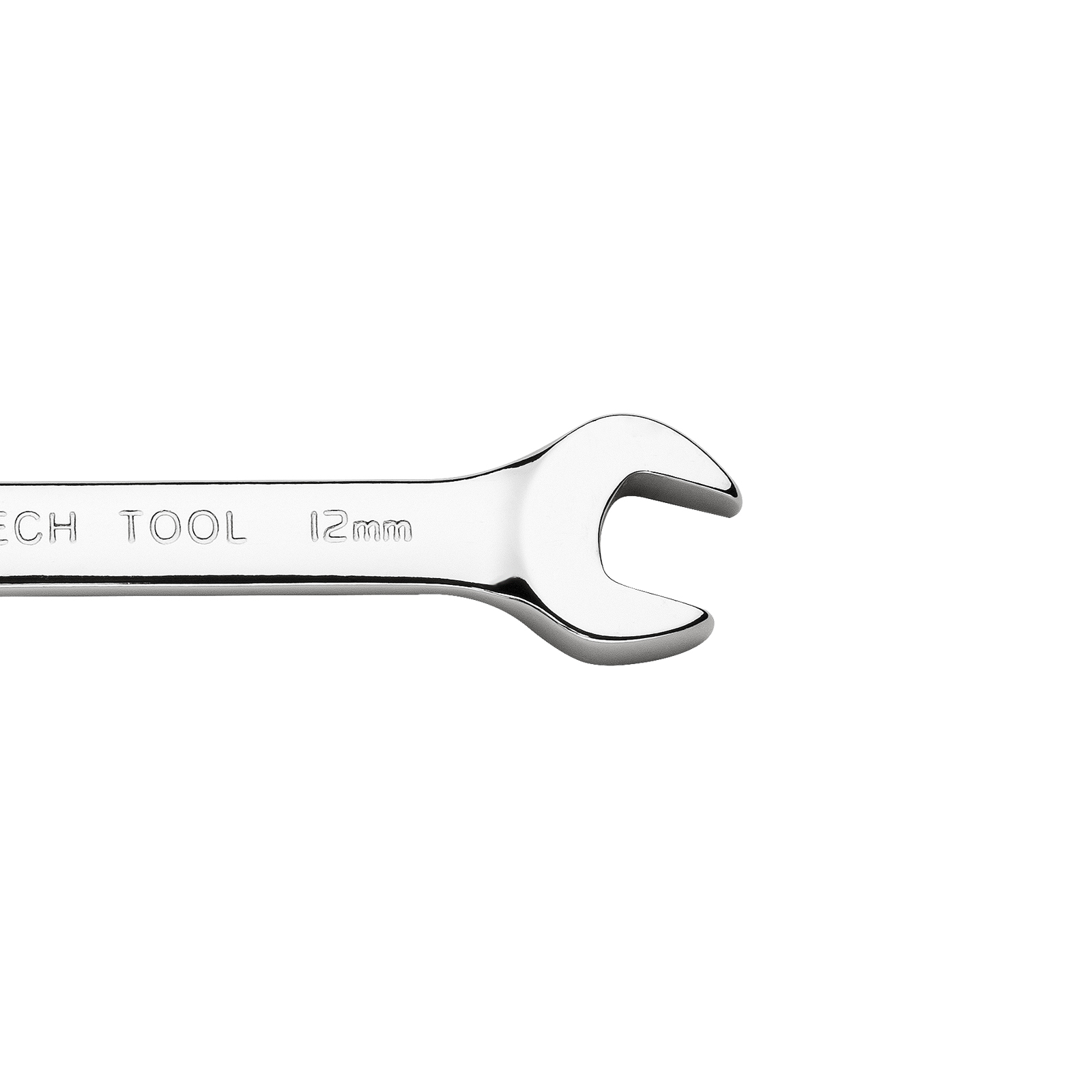 Una chiave inglese lucida etichettata "TECH TOOL 12mm".