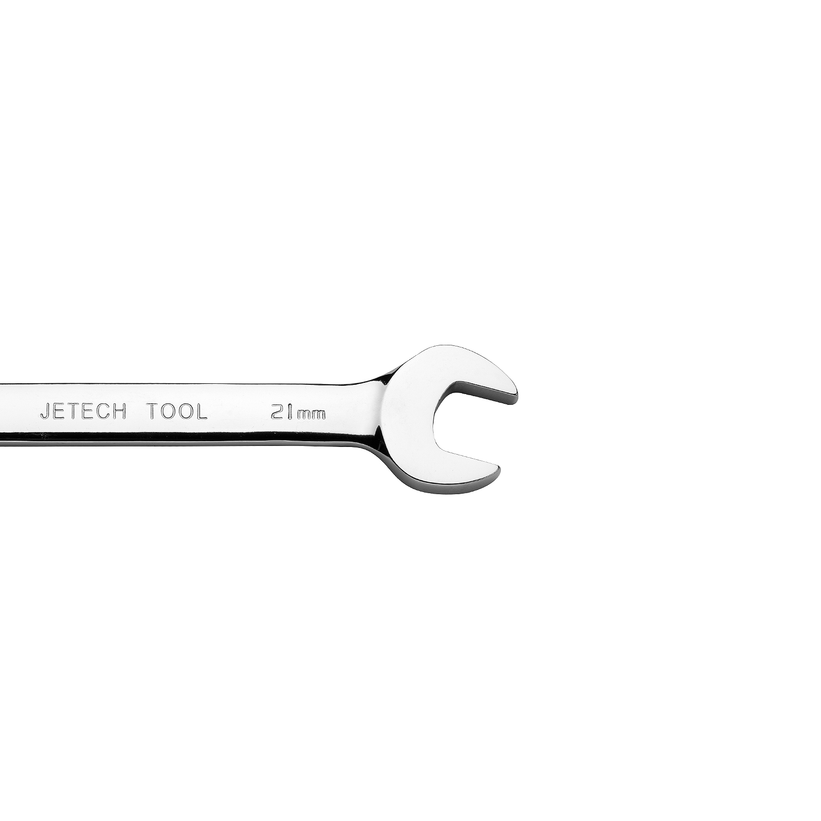 Una chiave inglese argentata con etichetta JETECH TOOL 21mm.