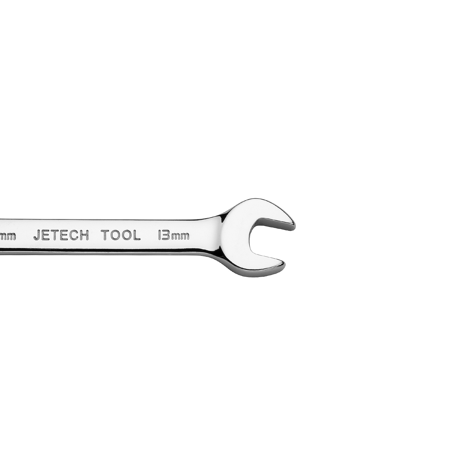 Una chiave JETECH TOOL lucida da 13 mm su sfondo bianco.