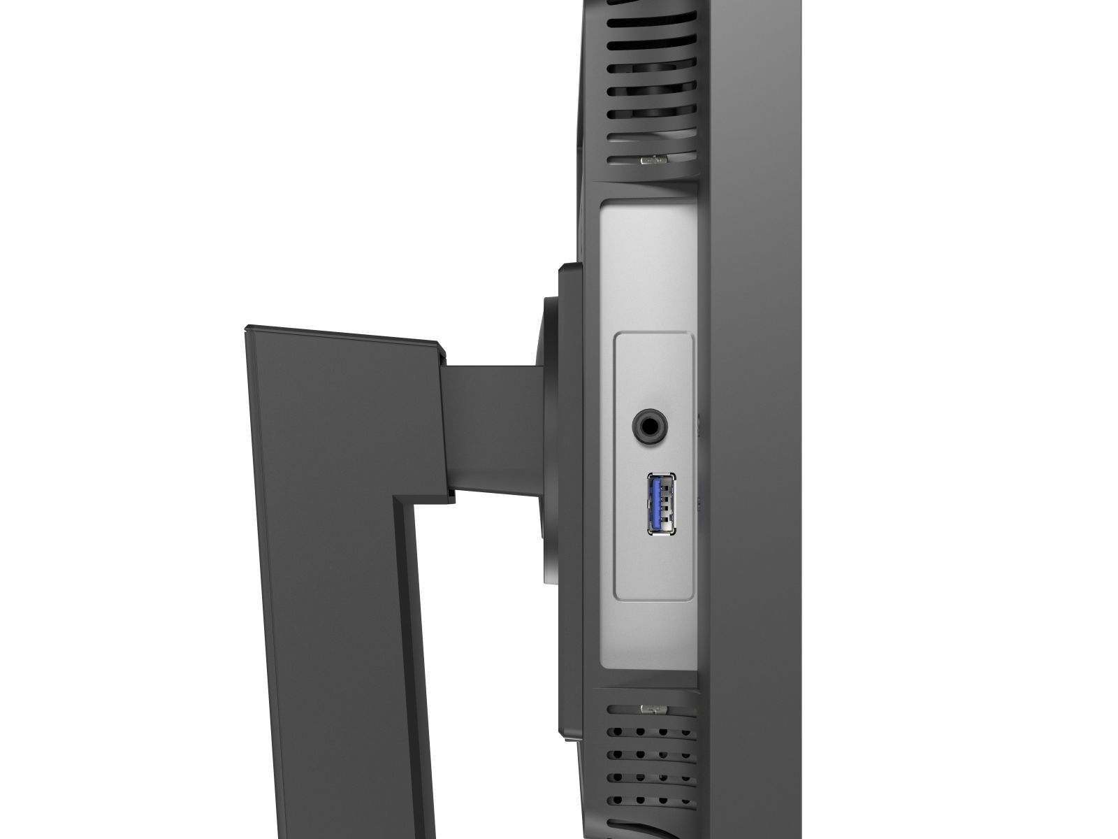 Bok monitora z portami USB i audio.