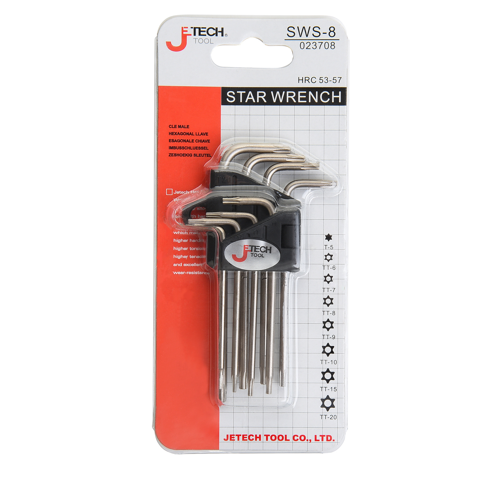 Confezione con chiavi a stella e indicatori di misura. Utensile Jetech.