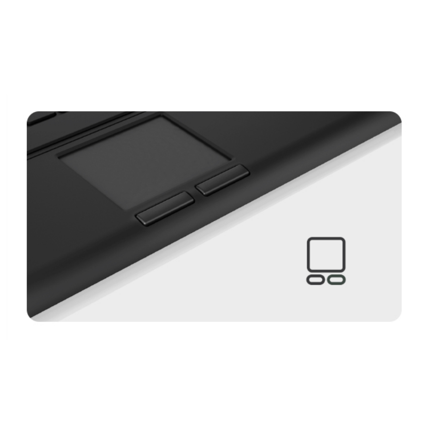 Primo piano del touchpad di un laptop e icona di dispositivi esterni.