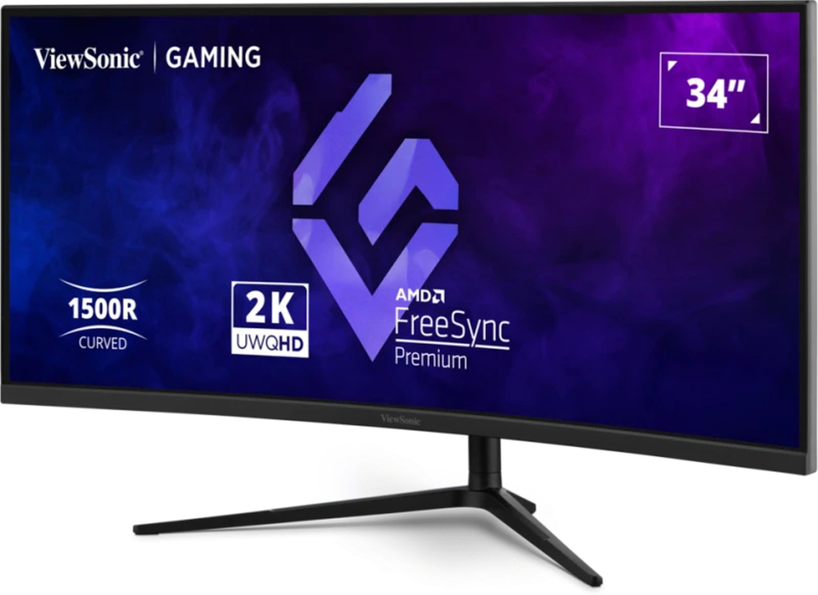 ViewSonic 34" Curved Gaming Monitor mit 2K UWQHD, AMD FreeSync Premium.