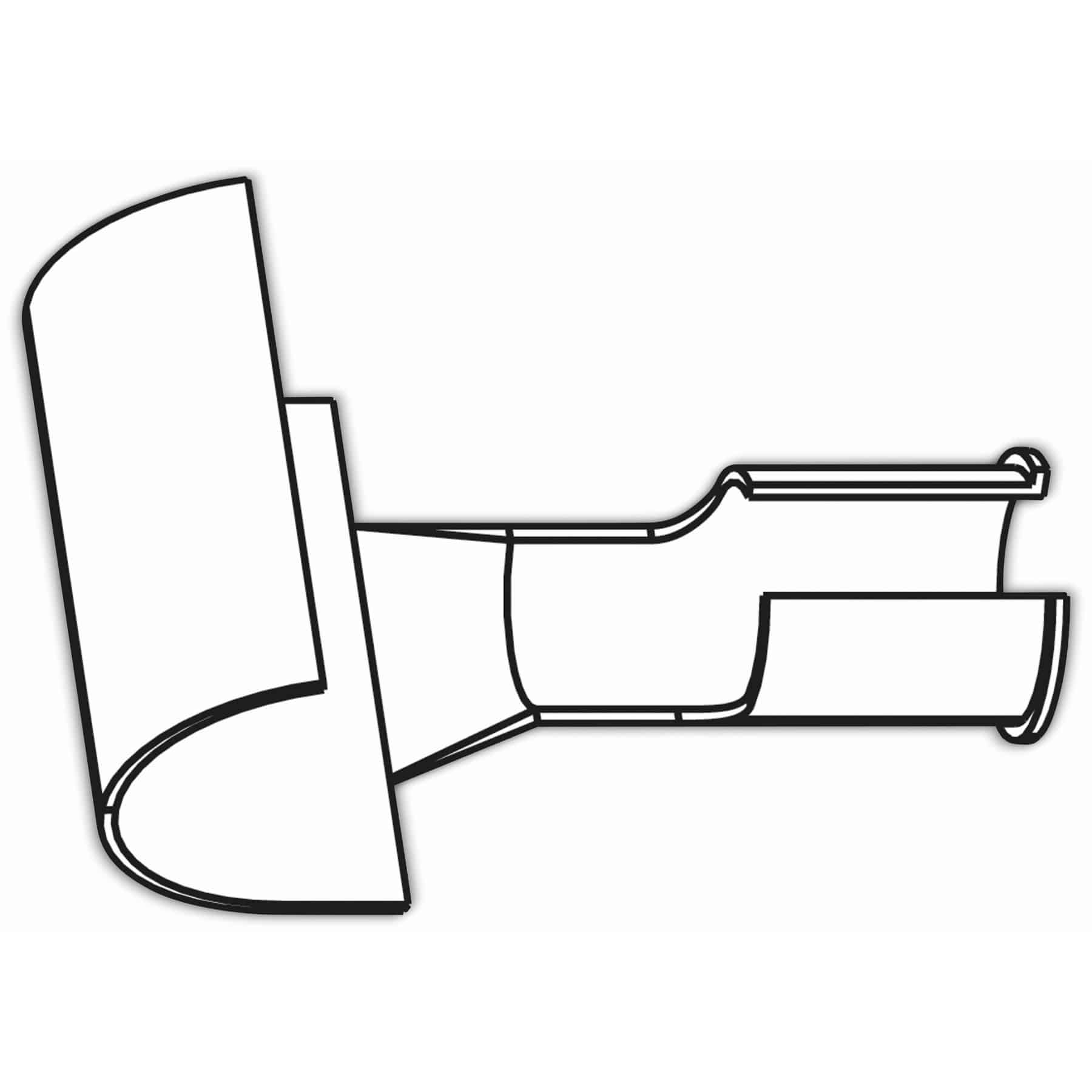 Un disegno al tratto di una parte con linee curve e rette.