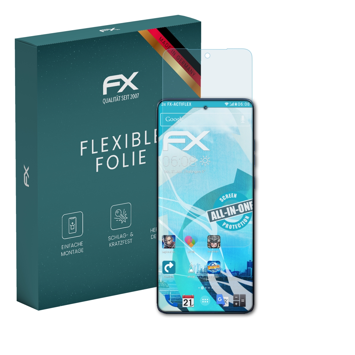 FX Handy-Schutzfolie und Verpackung. Made in Germany.
