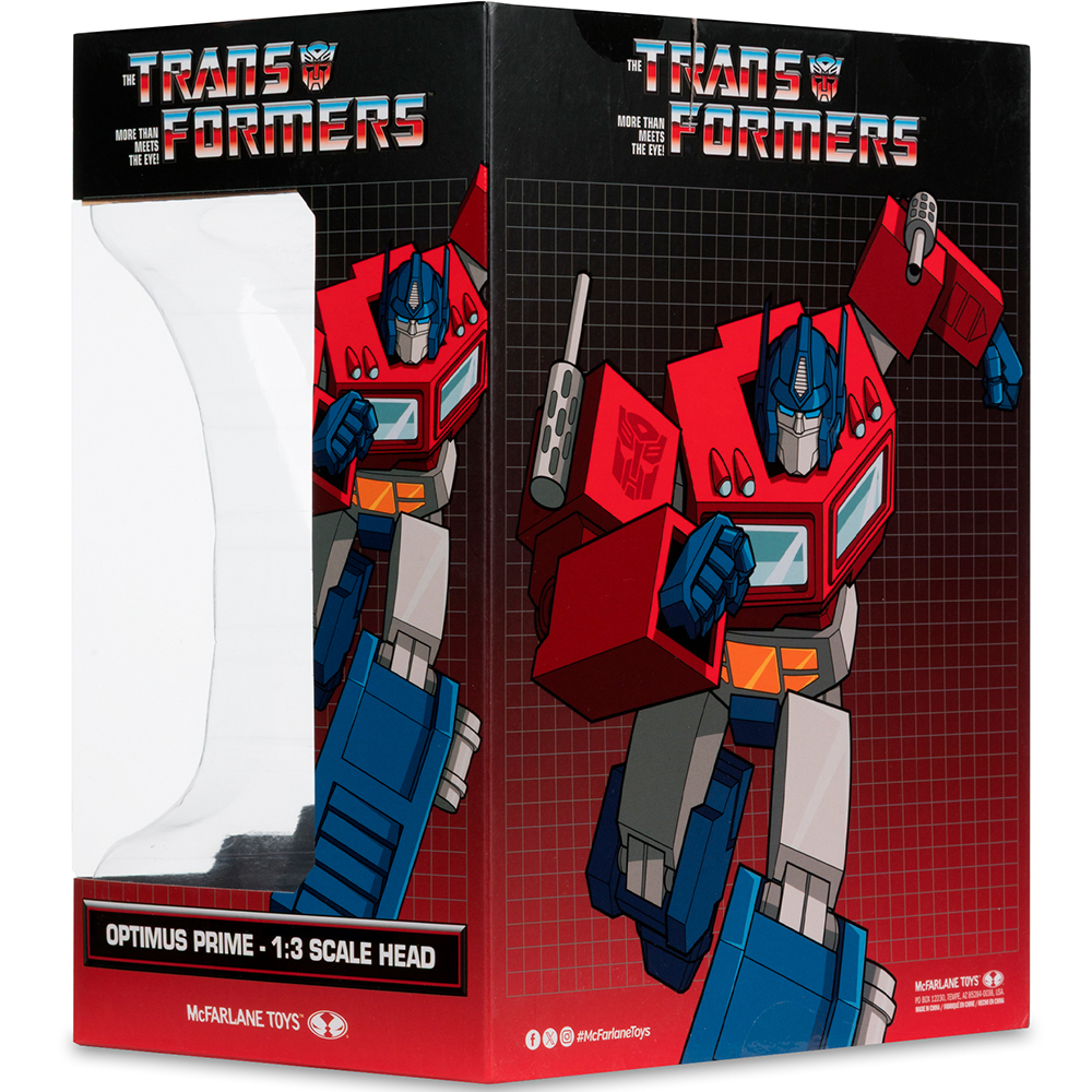 Scatola testa Optimus Prime in scala 1:3 di McFarlane Toys.