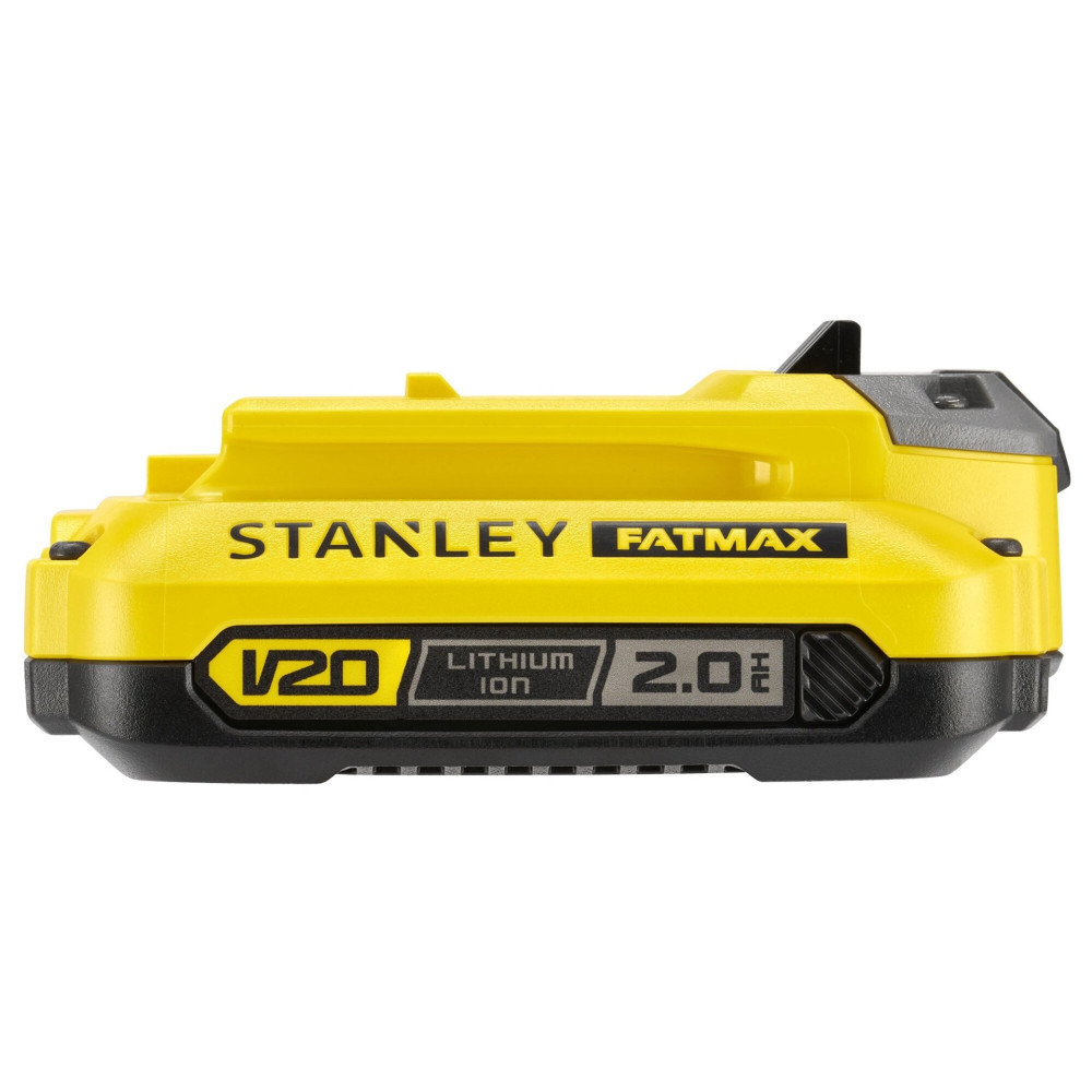 Żółty akumulator Stanley Fatmax 120V litowo-jonowy 2.0 Ah.